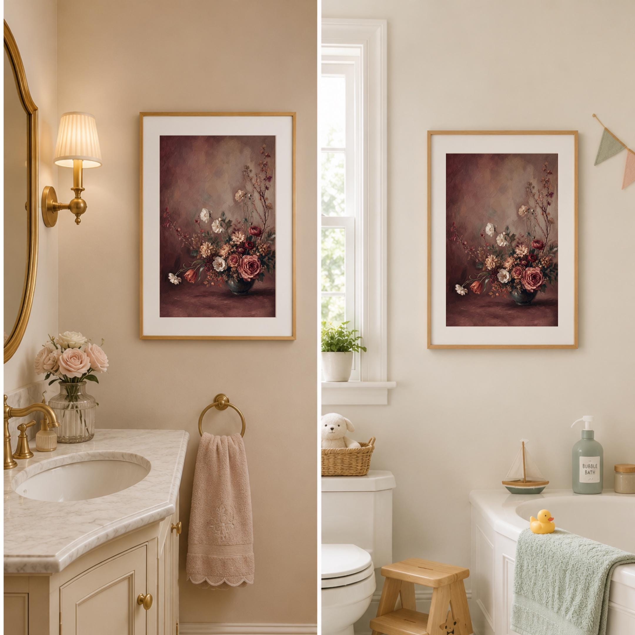 Moody Burgundy Floral Art Print, Fall Roses Still Life, Dark Autumn Decor (Digital Download) — image 10