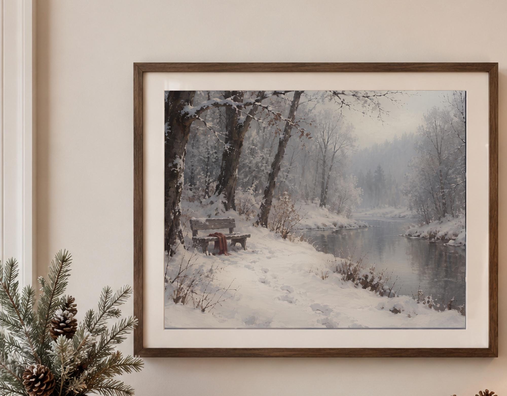 A Quiet Bench beside the Winter River — image 2