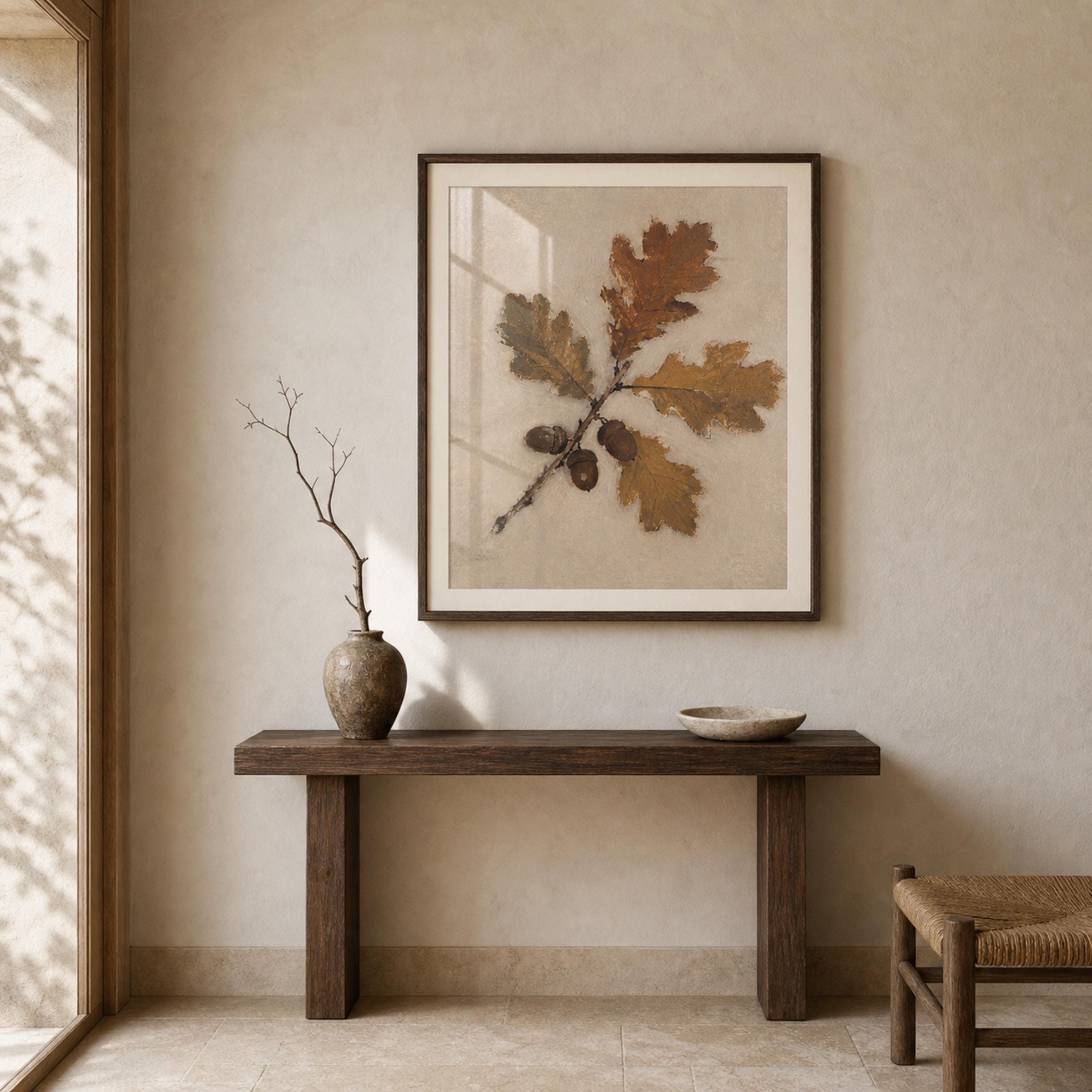 Oak Branch and Acorns Printable Wall Art, Neutral Autumn Botanical Digital Download — image 4