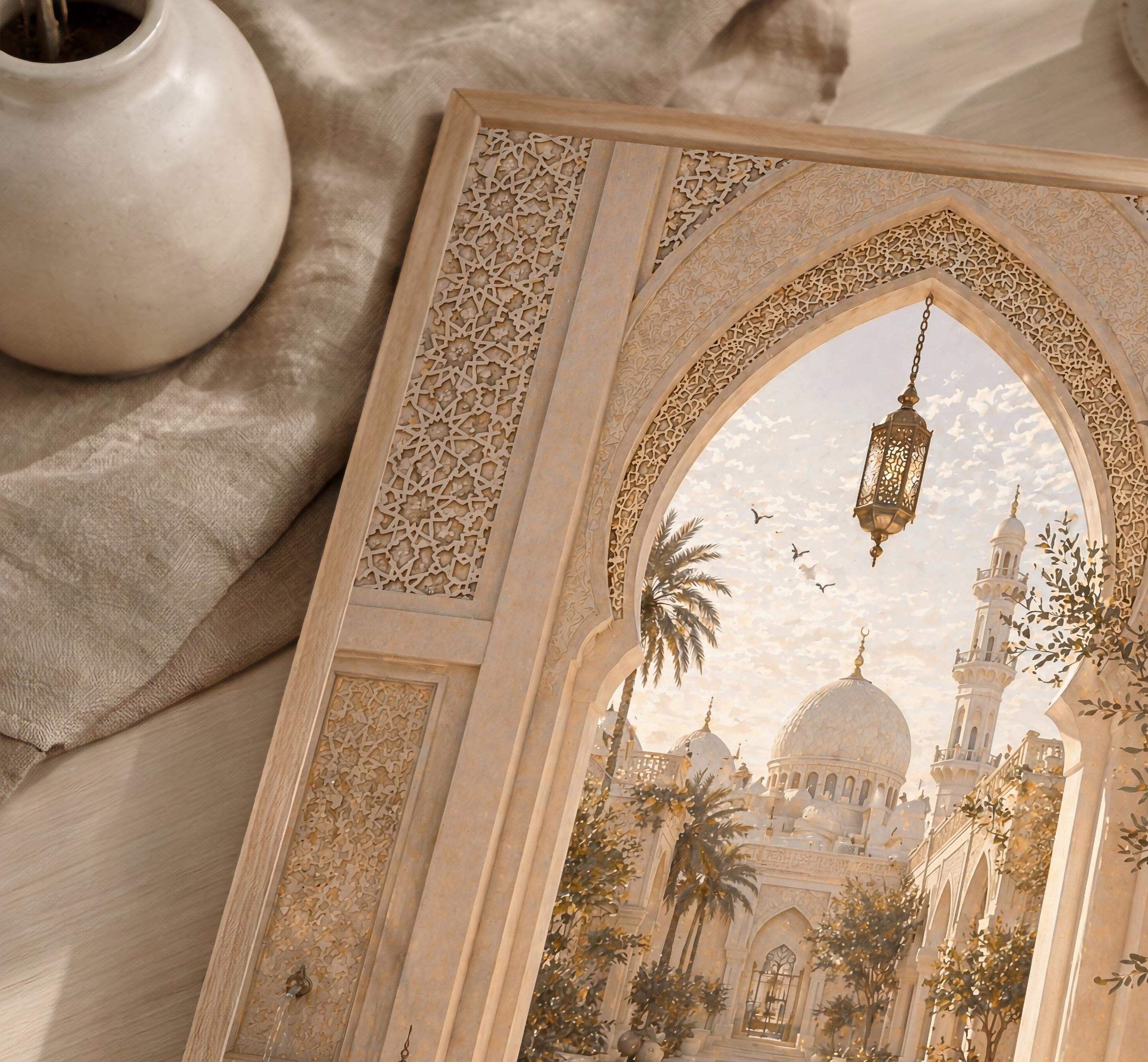 Islamic Arch Wall Art | Mosque Courtyard Printable | Neutral Muslim Home Decor (Digital Download) — image 8