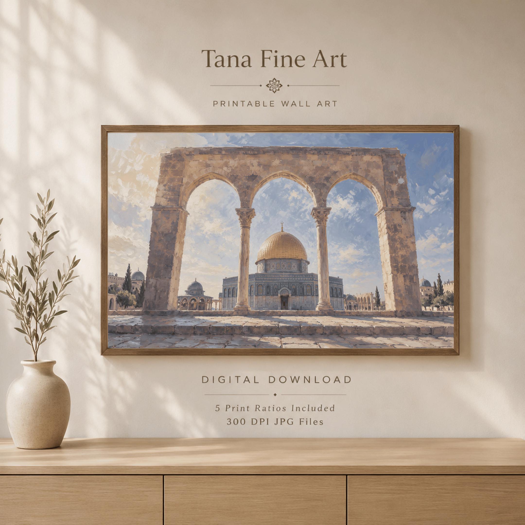 Vintage Dome of the Rock Jerusalem Islamic Wall Art, Islamic Architecture, Digital Download Print Decor