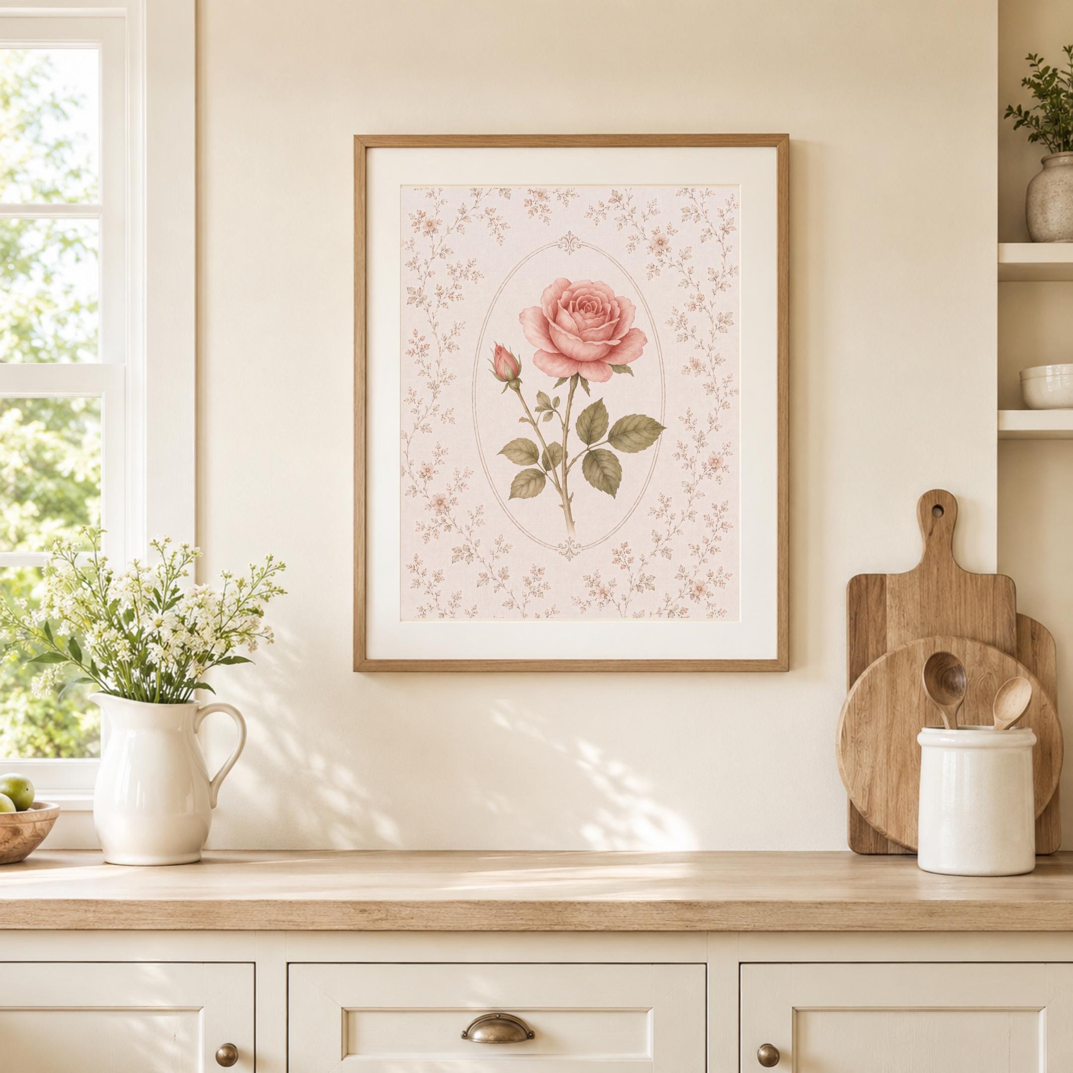 June Birth Month Flower Print | Rose Printable Wall Art | Vintage Botanical Gift Digital Download — image 8