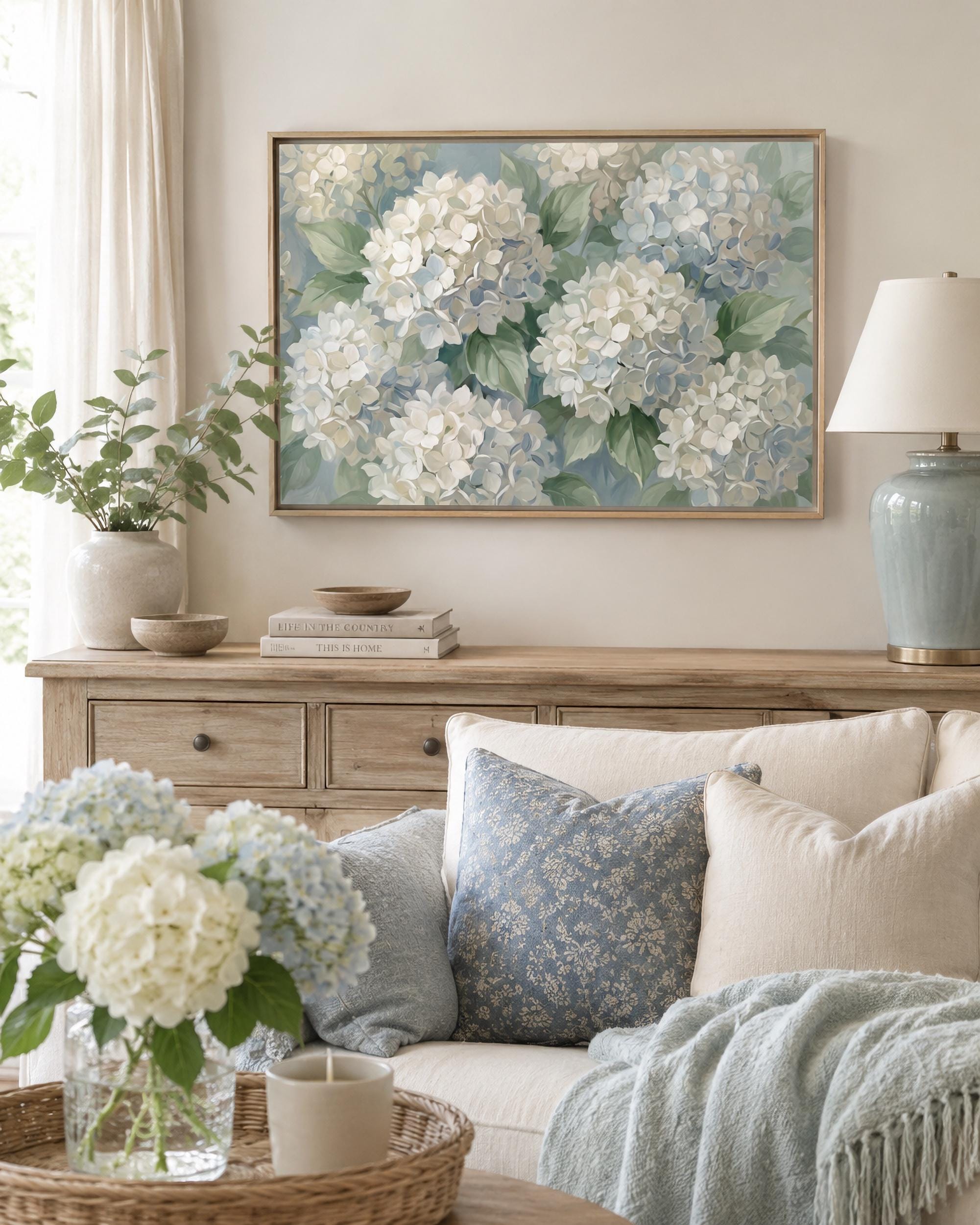White Hydrangea Printable Wall Art | Neutral Floral Print | Cottage Floral Decor (Digital Download) — image 5