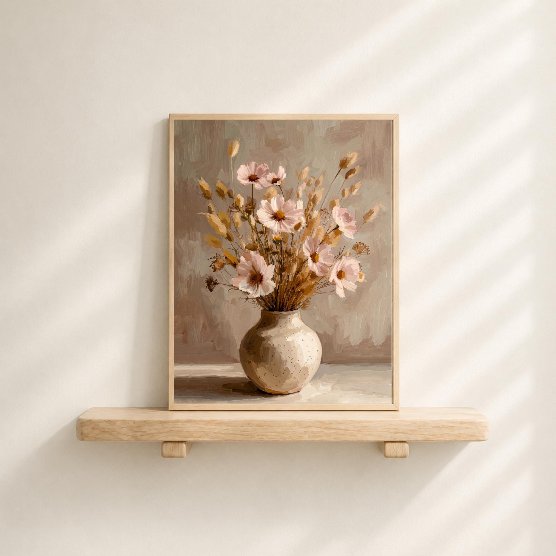 Blush Wildflower Vase Printable Wall Art, Neutral Boho Floral Rustic Home Decor Digital Download — image 8