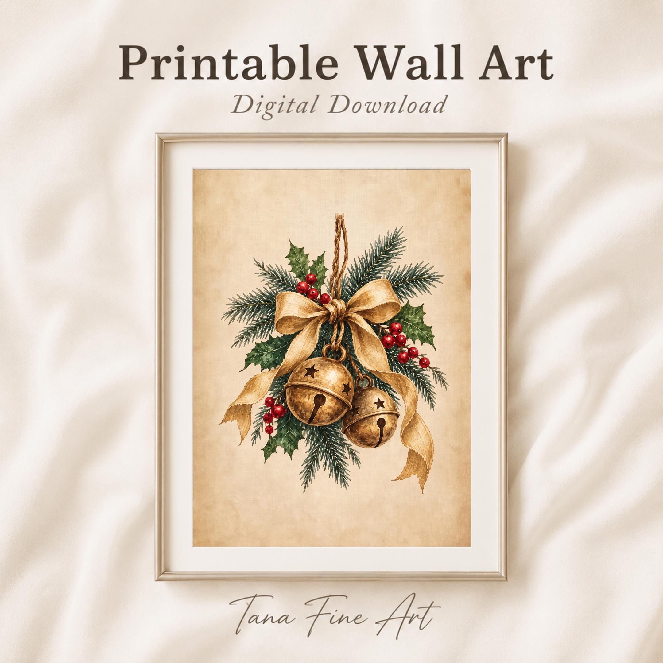 Golden Christmas Bells & Holly — image 5