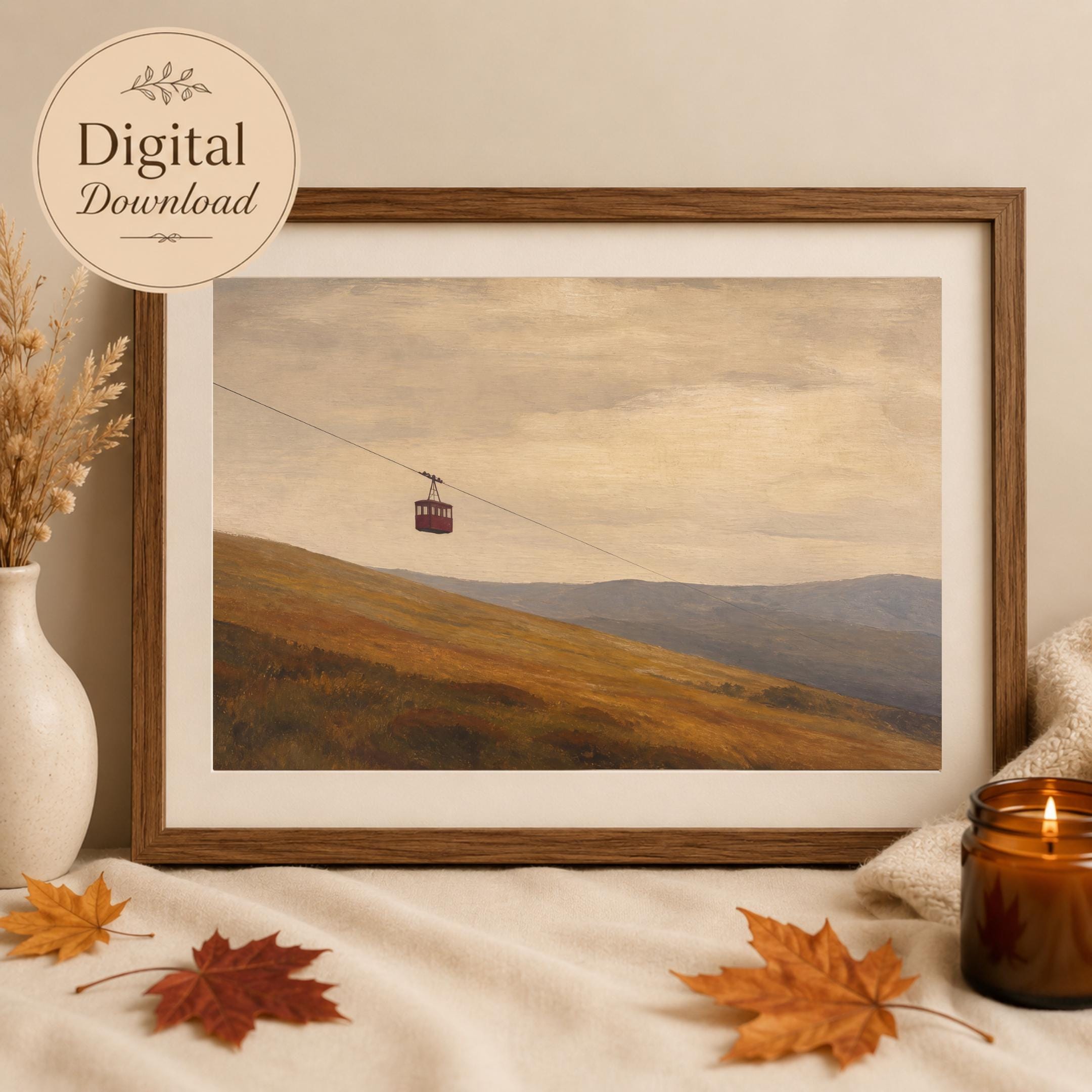 Vintage Mountain Landscape Wall Art | Neutral Countryside Print | Rustic Printable Digital Download — image 8