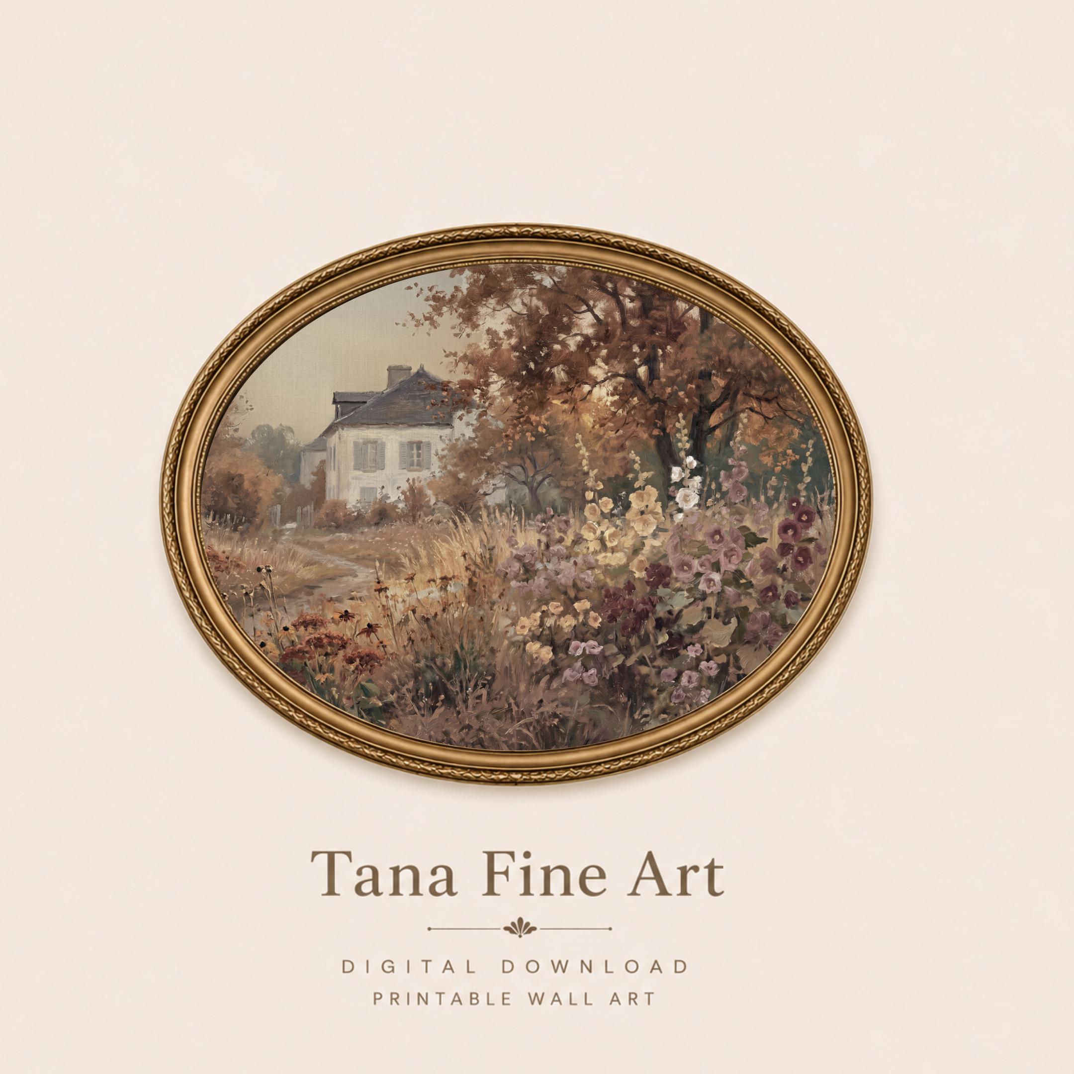 Vintage Fall Cottage Wall Art, Floral Landscape Print, English Garden Art Prints (Digital Download) — image 5
