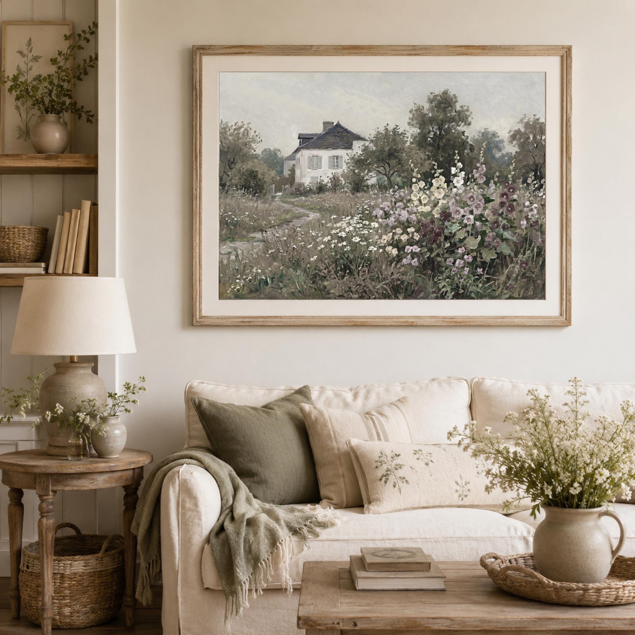 Vintage Cottage Garden Wall Art, Romantic Floral Landscape, French Country Decor Digital Download — image 5