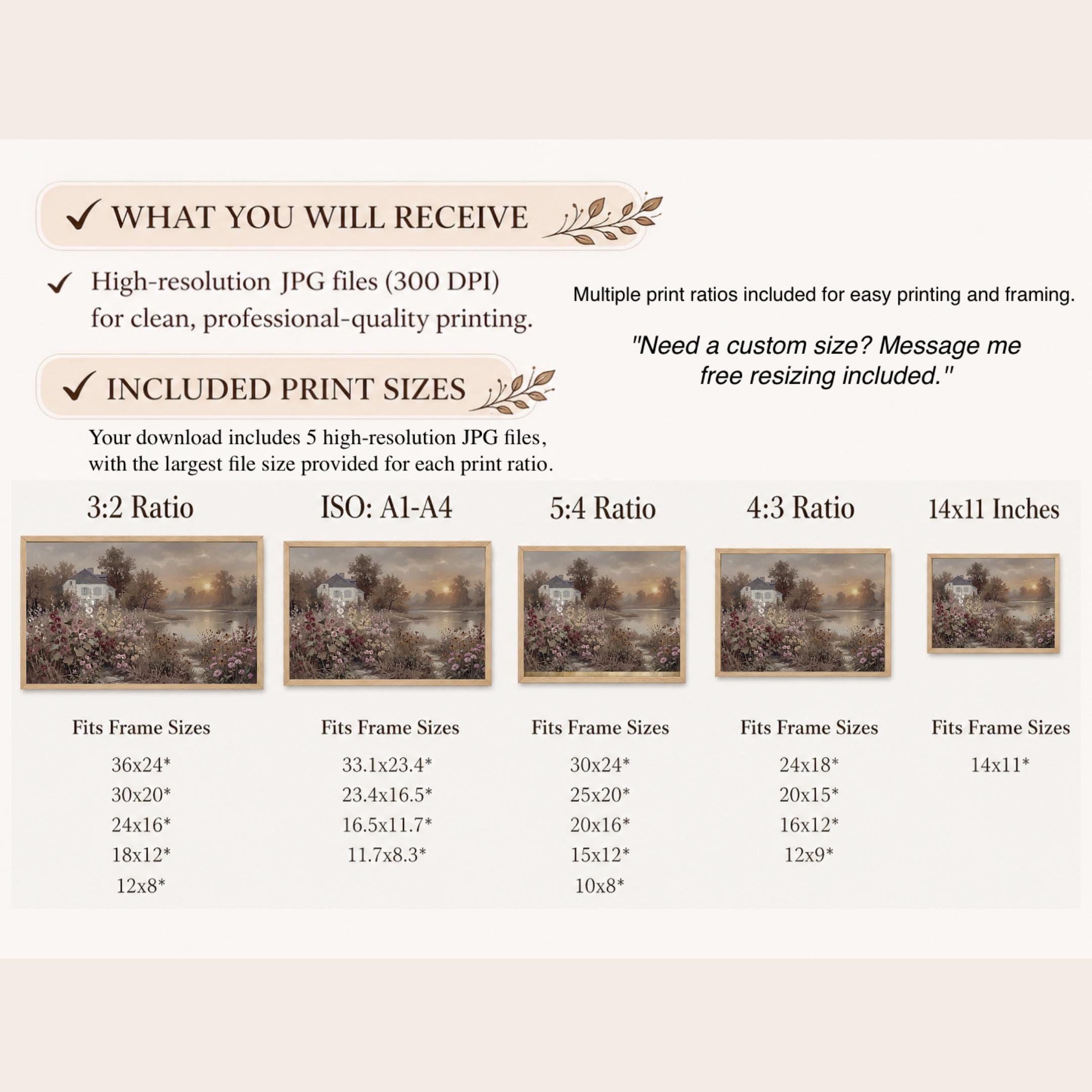 Moody Country Cottage Garden Wall Art, Lake Landscape Print, Vintage Farmhouse Decor (Digital Download) — image 9