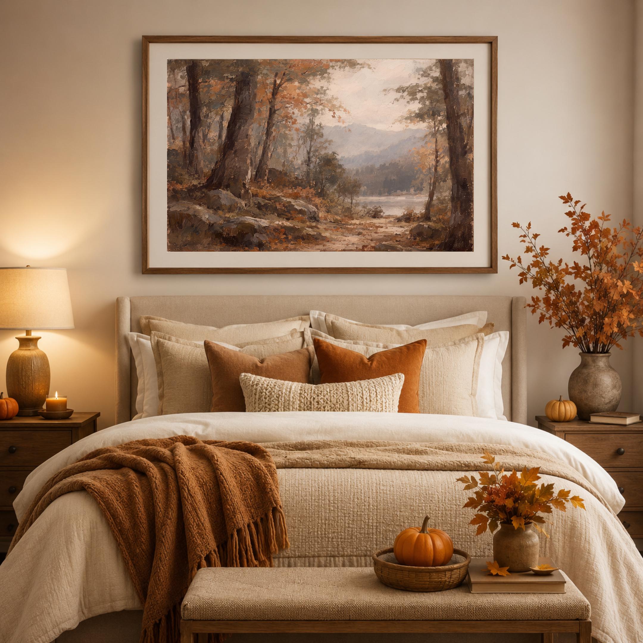Vintage Autumn Forest Printable Wall Art, Rustic Landscape, Cottagecore Fall Decor Digital Download — image 5