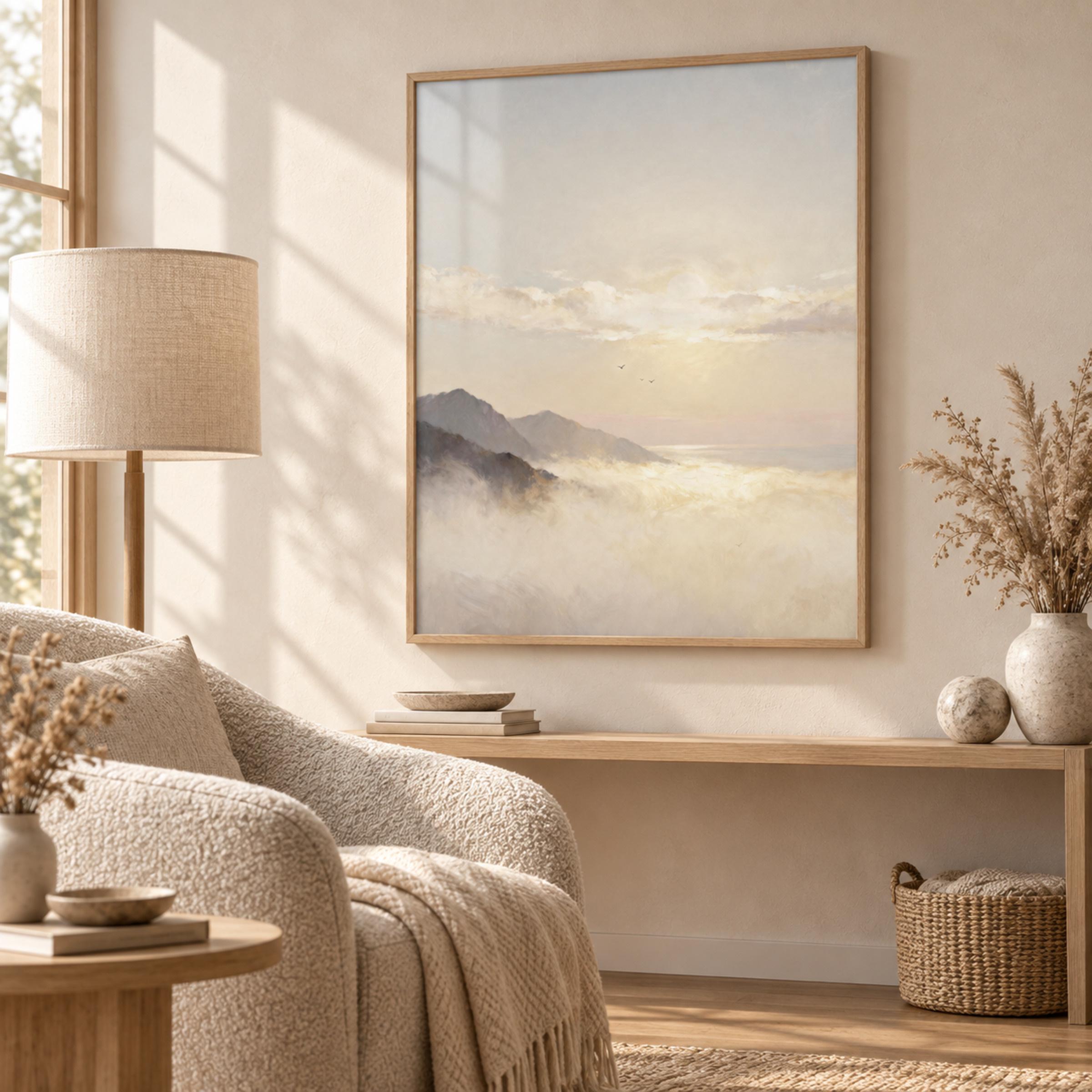 Neutral Coastal Printable Wall Art, Soft Ocean Landscape, Serene Bedroom Decor Digital Download — image 2