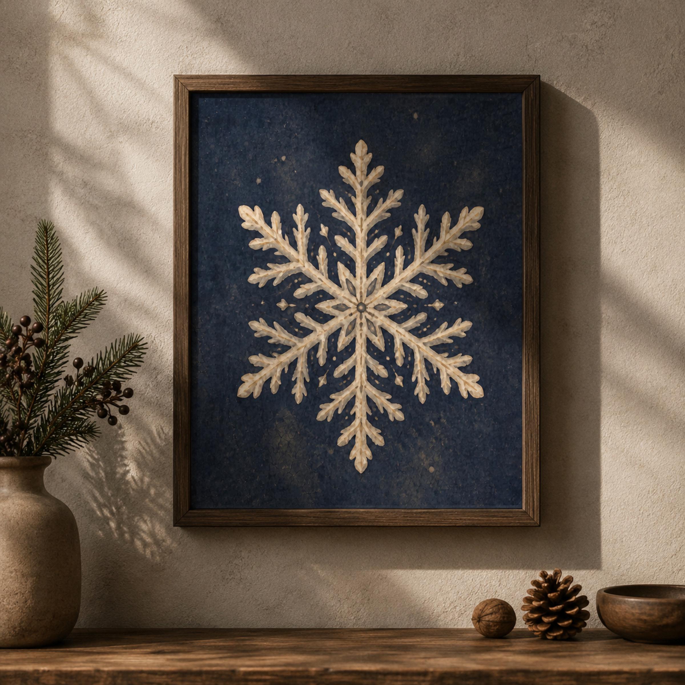 Cream Snowflake on Winter Blue — image 3