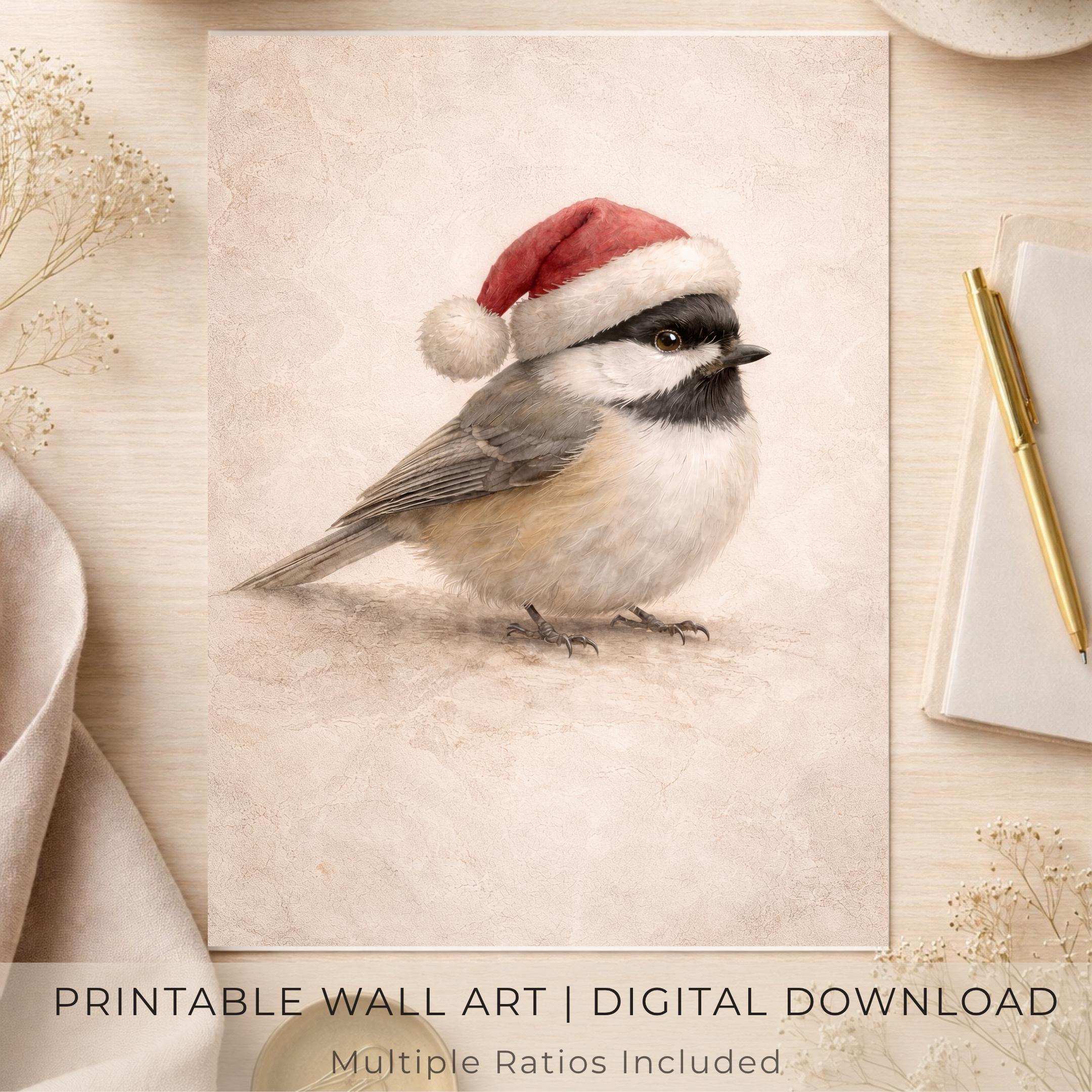 Christmas Chickadee in a Red Hat — image 6