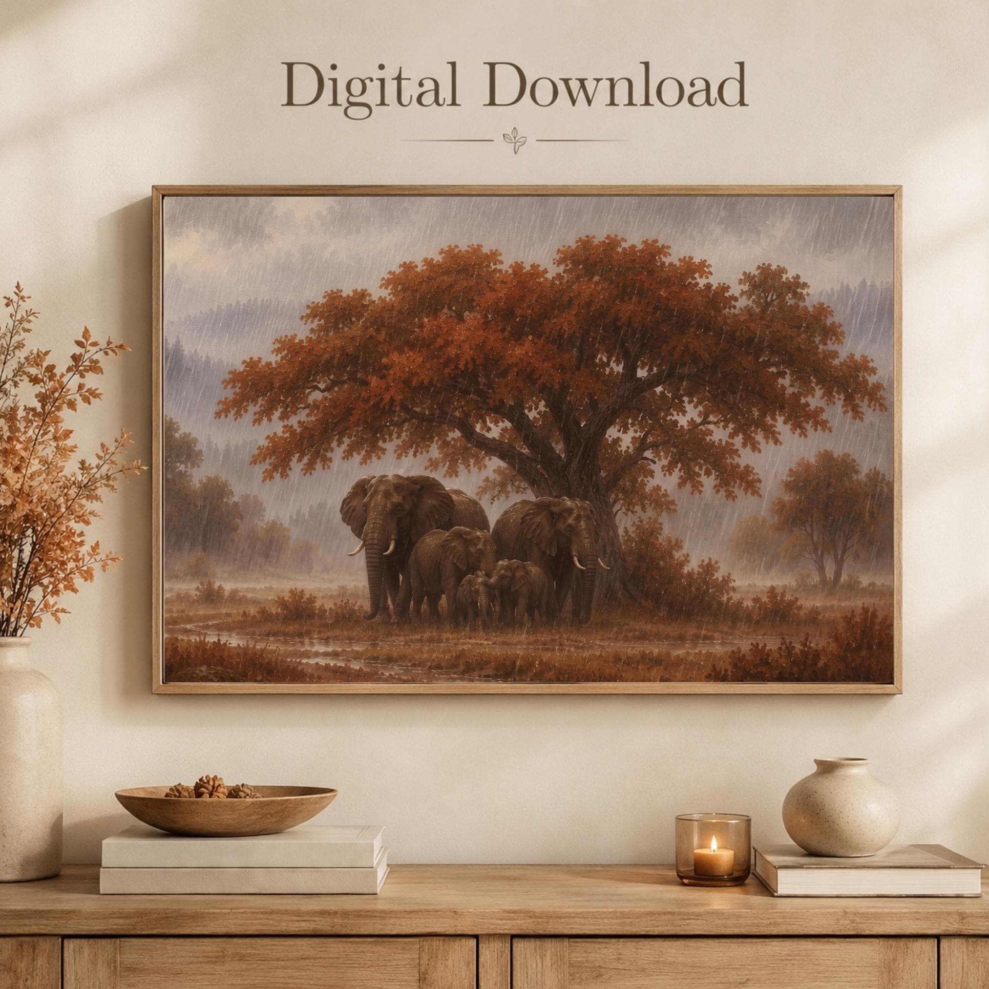 Elephant Wall Art | Wildlife Family Print | Safari Lodge Decor | Printable Digital Download — image 9