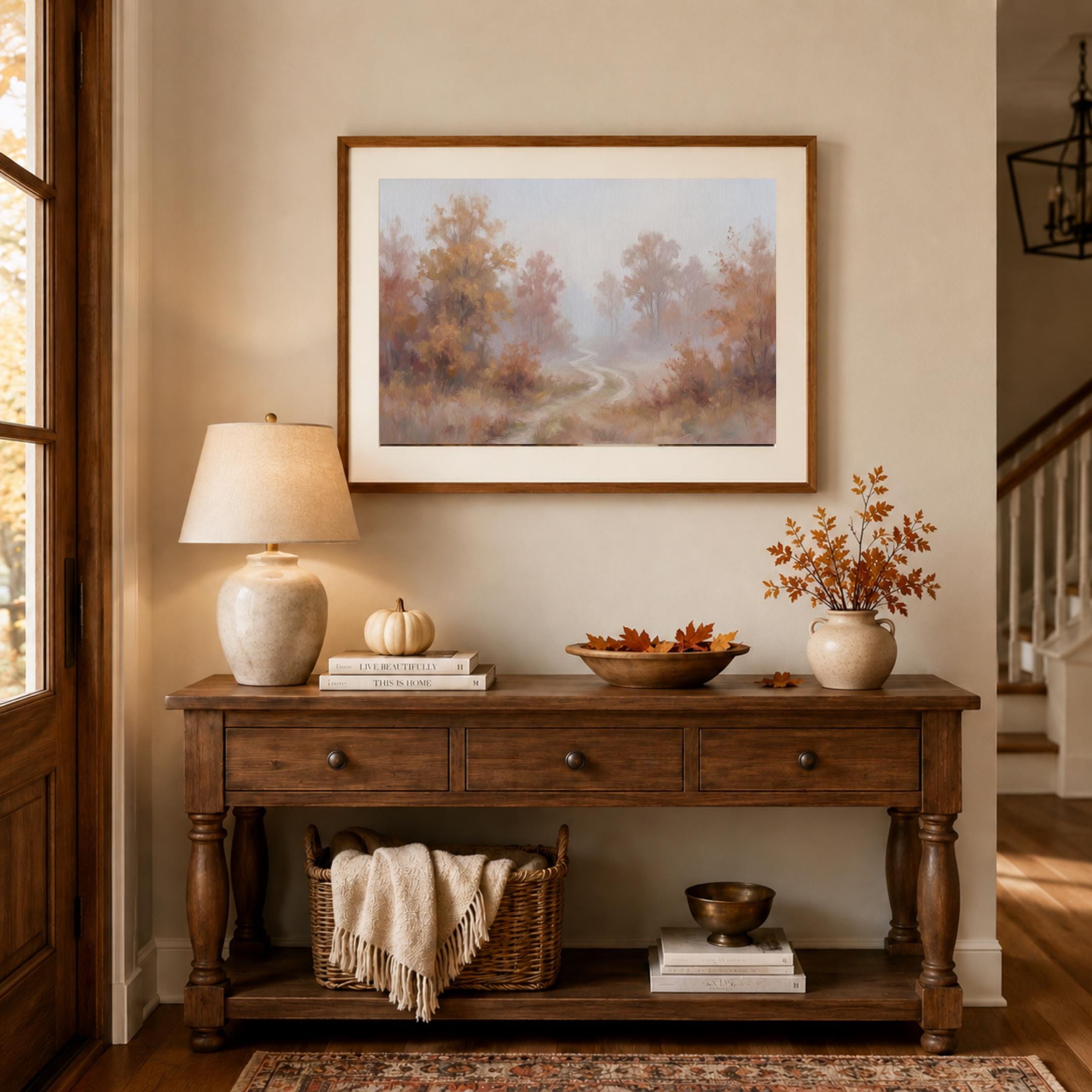 Misty Autumn Path Print, Soft Fall Landscape Wall Art, Rustic Fall Decor (Digital Download) — image 5