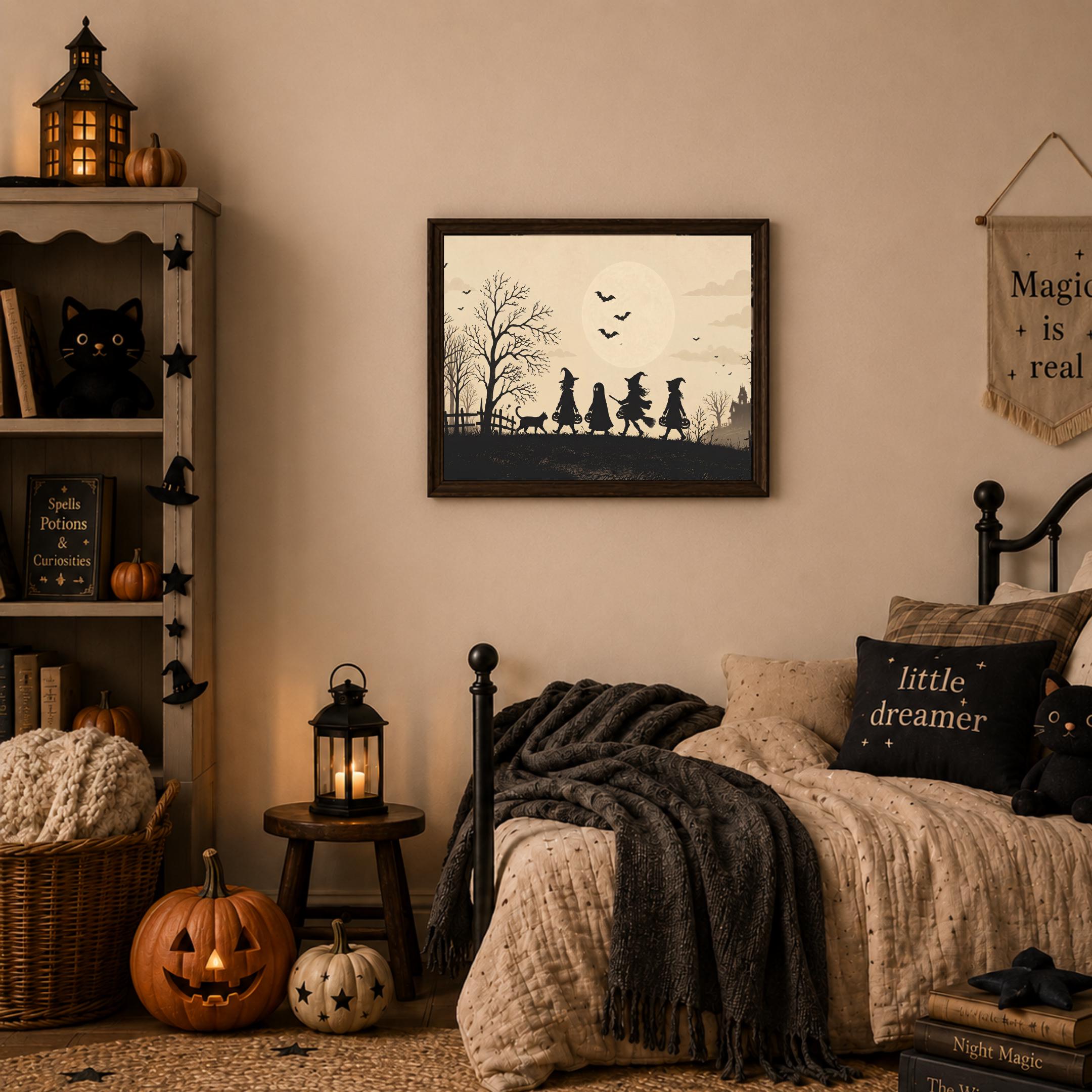 Halloween Wall Art, Silhouette Trick or Treat Witch Moon, Spooky Decor (Halloween  Digital Download) — image 3