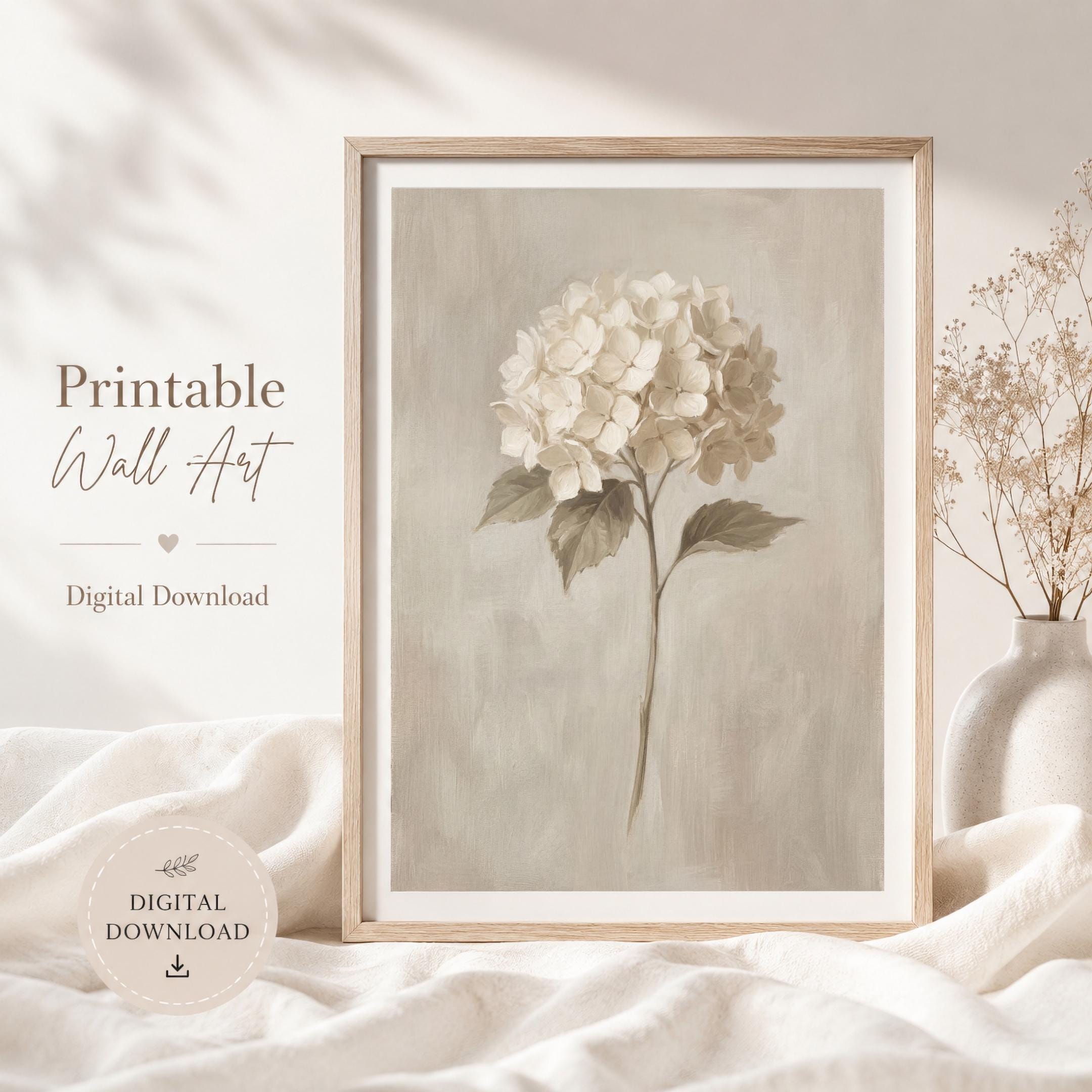 Vintage Hydrangea Botanical Wall Art Prints |  Farmhouse Floral Decor (Digital Download) — image 5