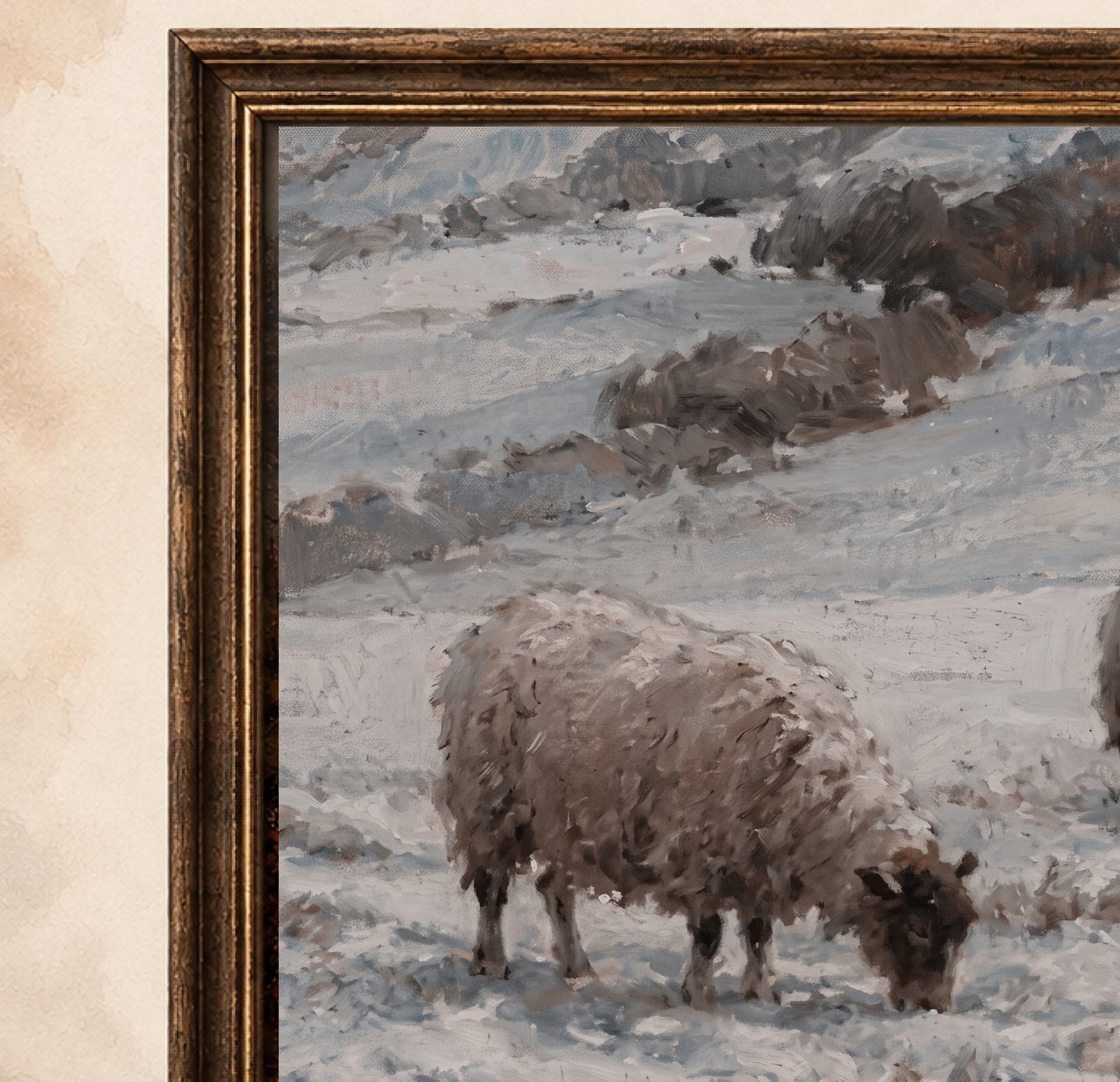 Three Sheep in the Winter Field — image 2