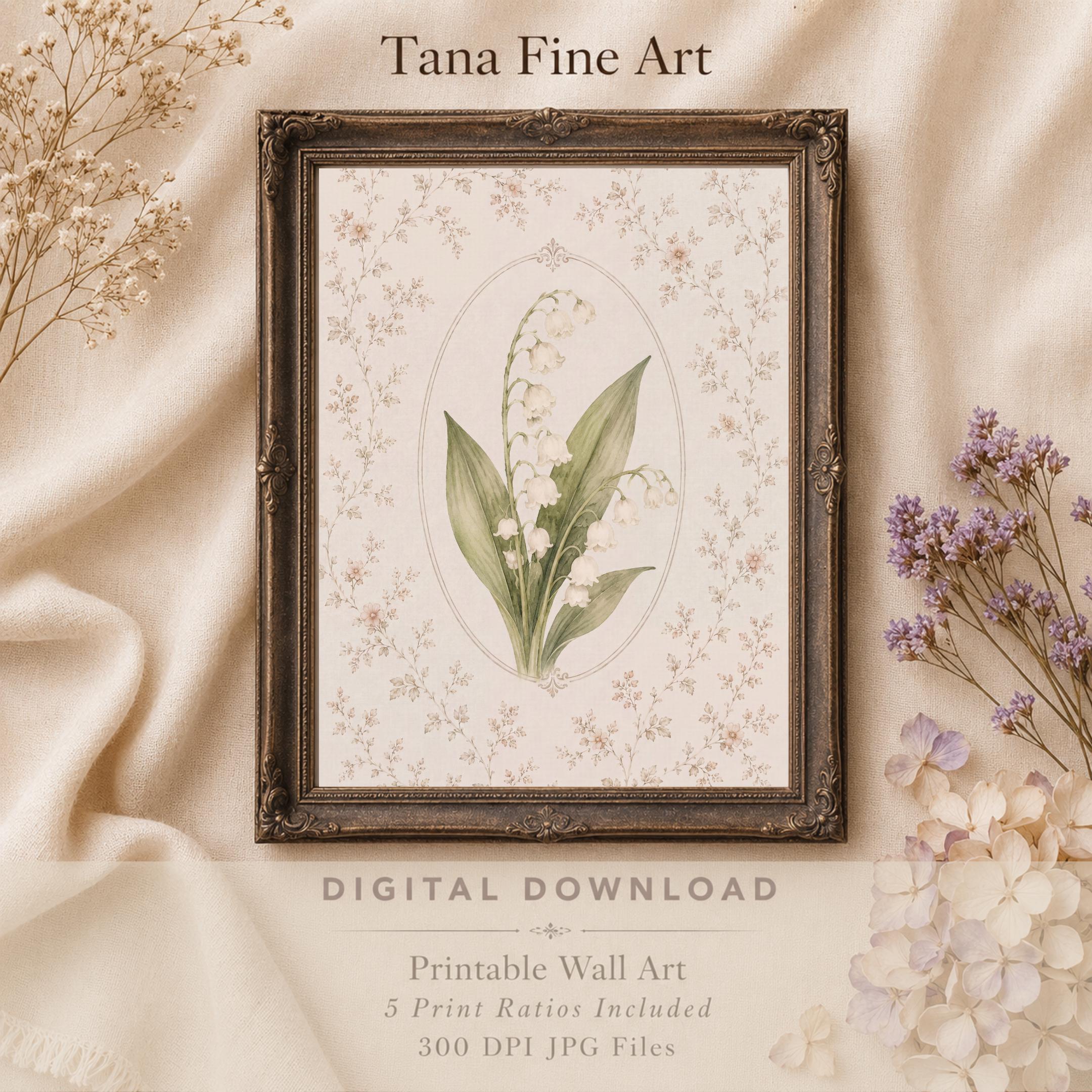 May Birth Month Flower Print | Lily of the Valley Printable Art | Vintage Digital Download — image 4