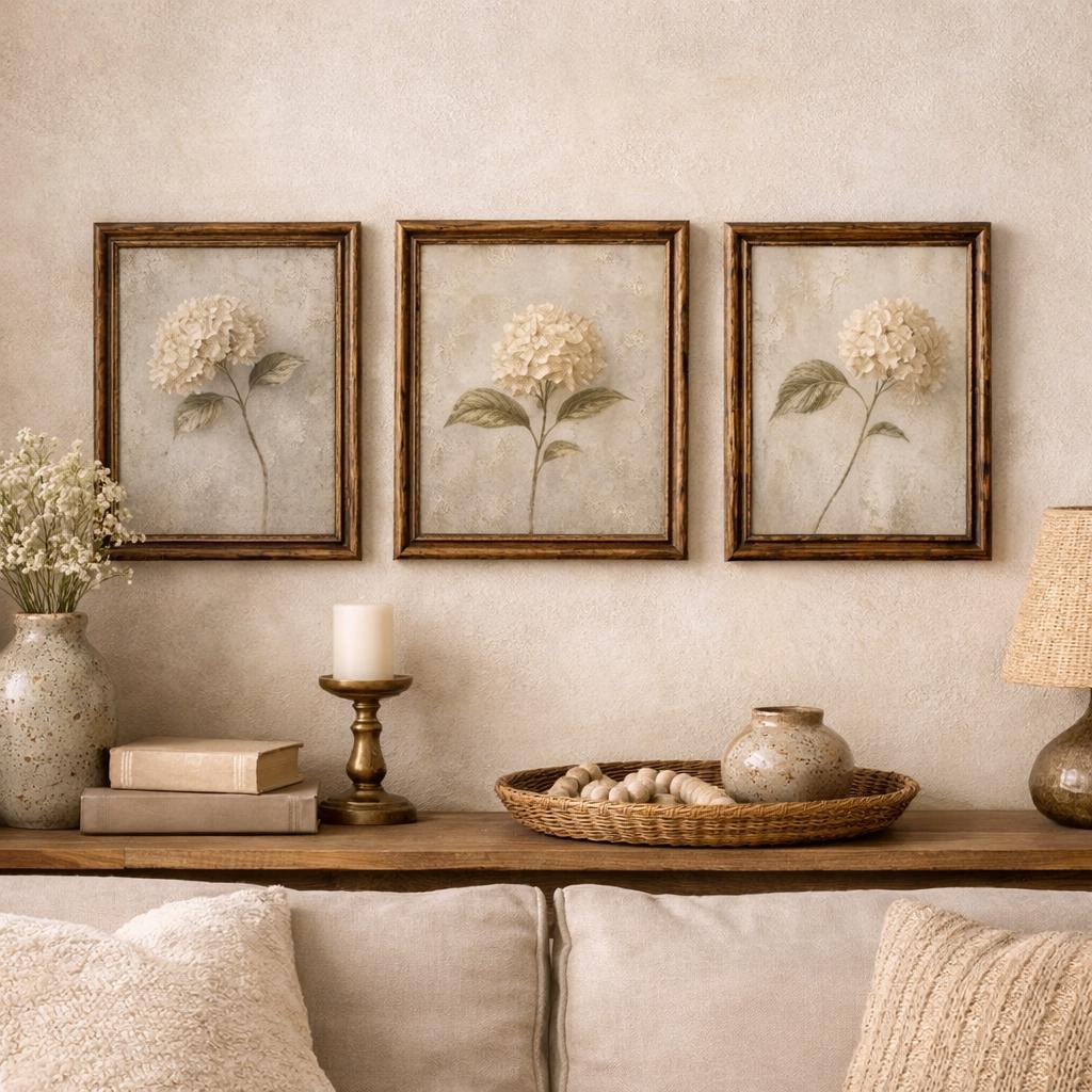 Pale Hydrangea Botanical Studies — Set of 3 — image 2