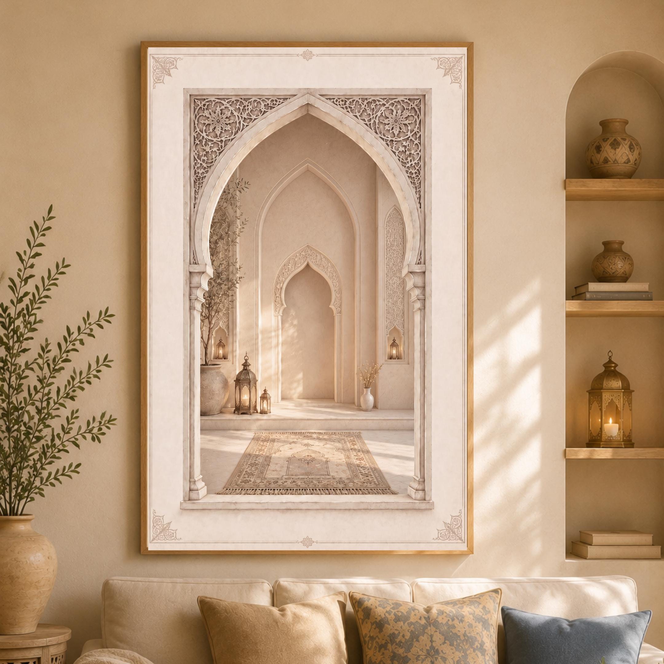Quiet Prayer Interior — Islamic Arch Art — image 2