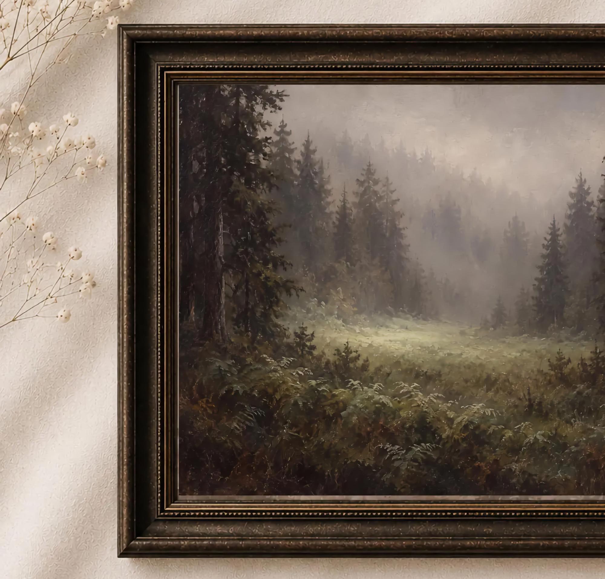 Misty Forest Printable Wall Art, Moody Evergreen Landscape, Rustic Cabin Decor Digital Download — image 2