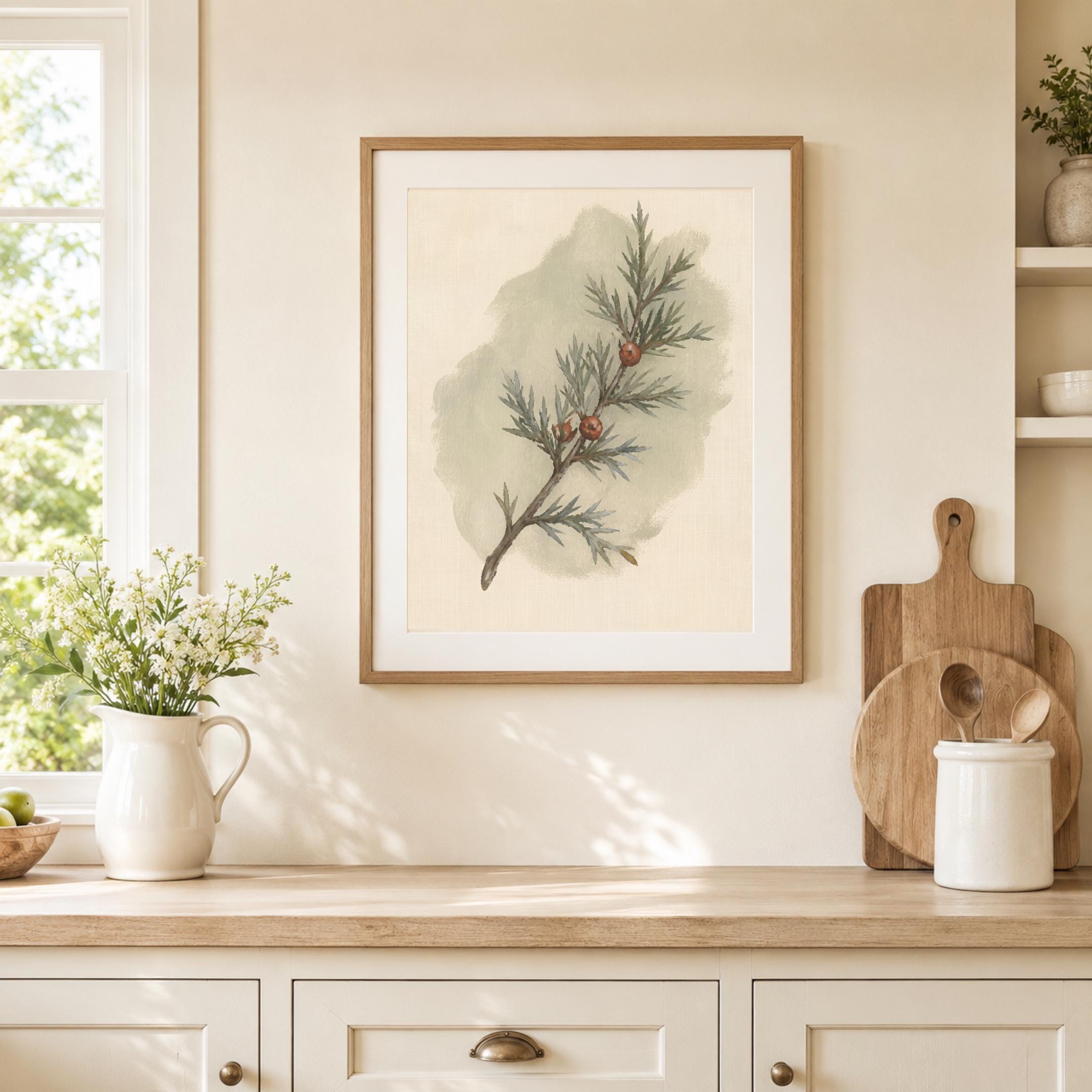 Winter Botanical Wall Art | Evergreen Branch Print | Vintage Nature Digital Download — image 3
