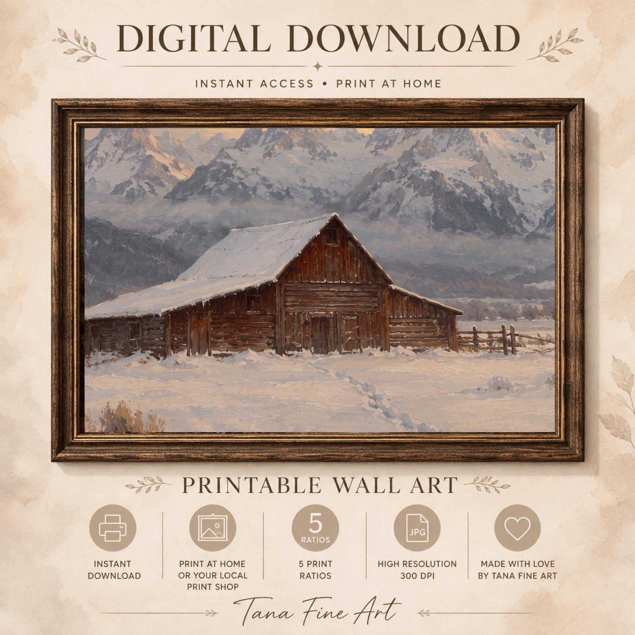 Wooden Barn beneath Snowy Peaks — image 7