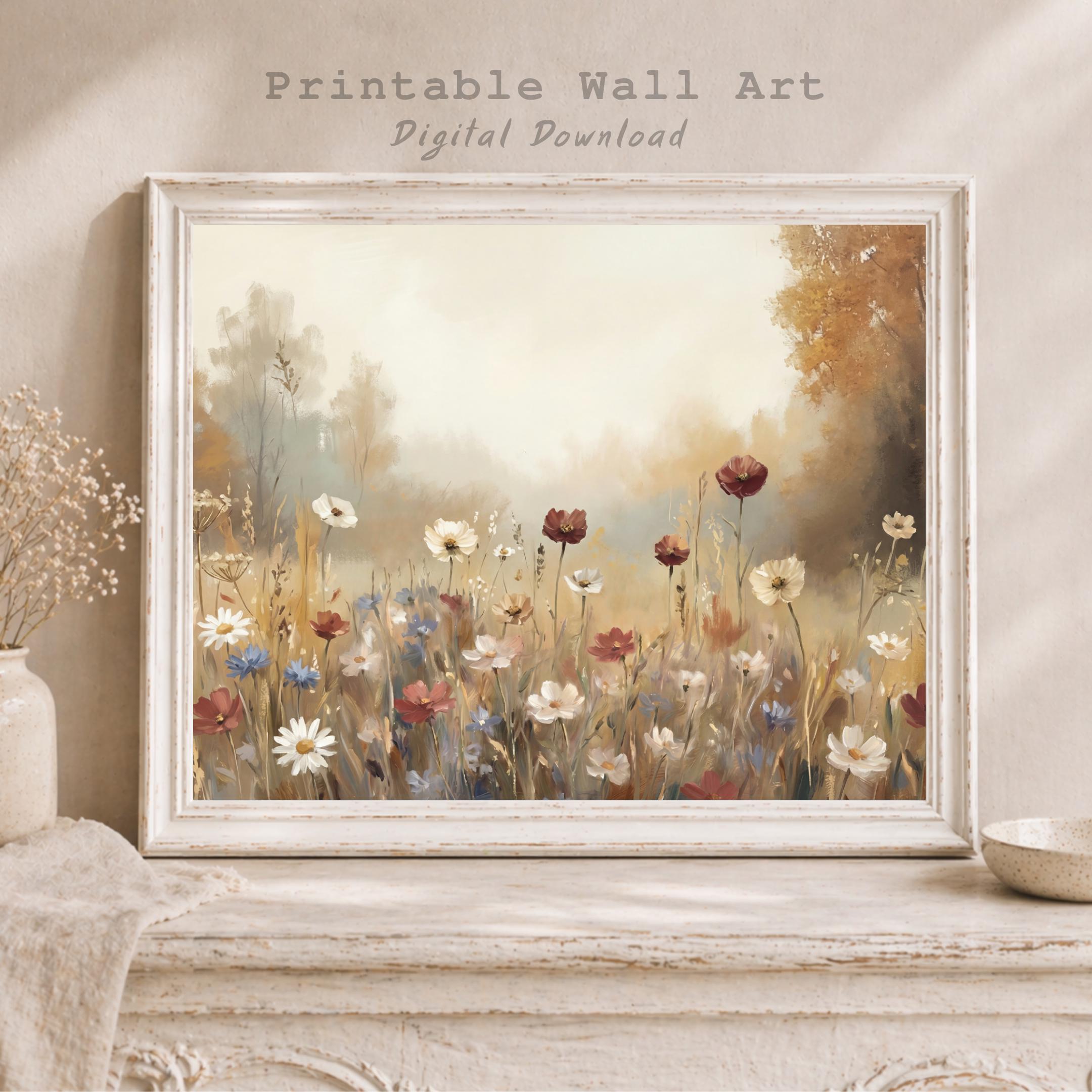 Fall Wildflower Meadow Wall Art, Autumn Floral Landscape Print, Cottage Nature (Digital Download) — image 9