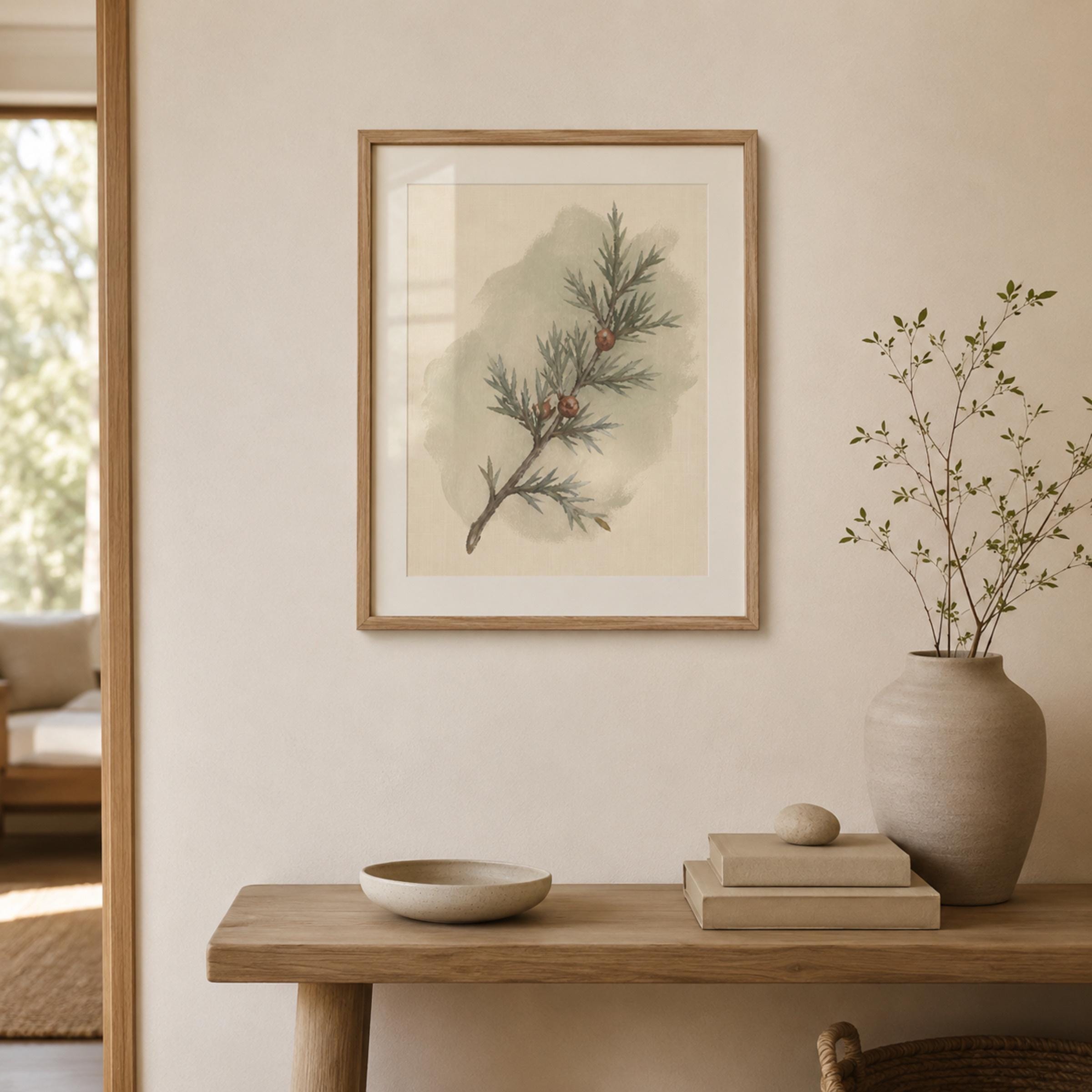 Winter Botanical Wall Art | Evergreen Branch Print | Vintage Nature Digital Download — image 2