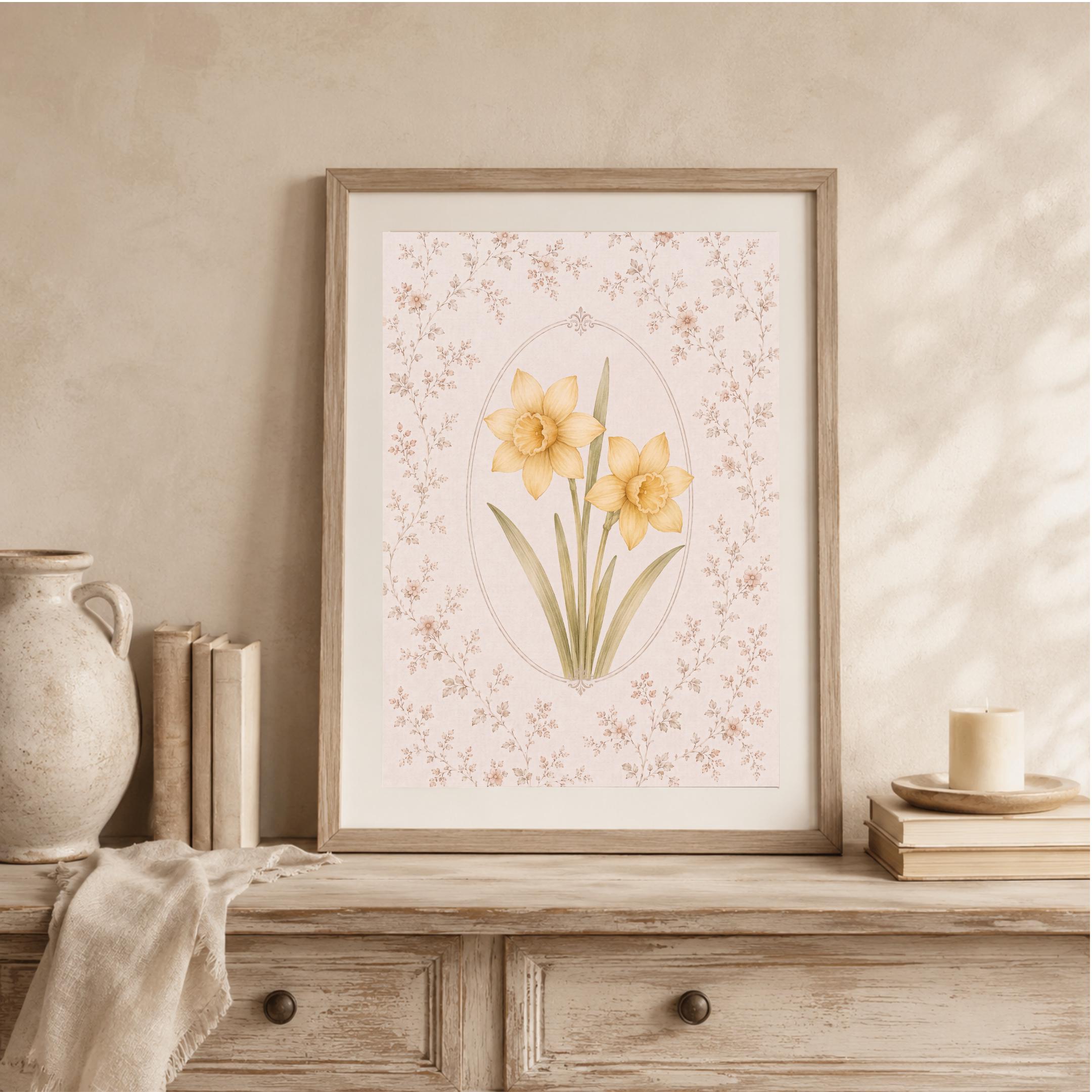 March Birth Month Flower Print | Daffodil Printable Wall Art | Vintage Botanical Gift Digital Download — image 3