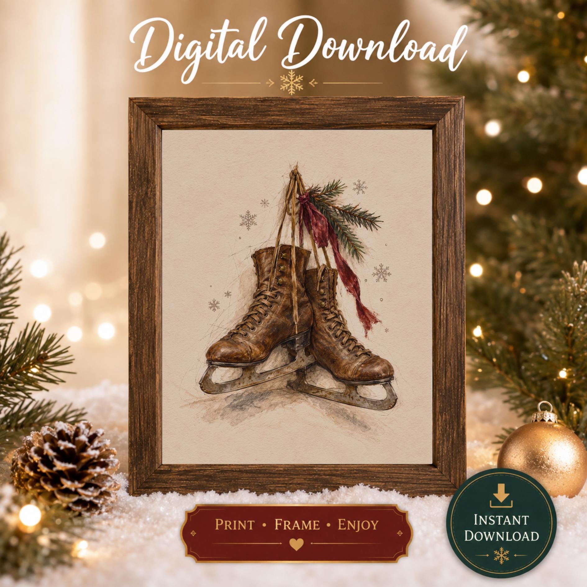 Winter Skates & Red Ribbon