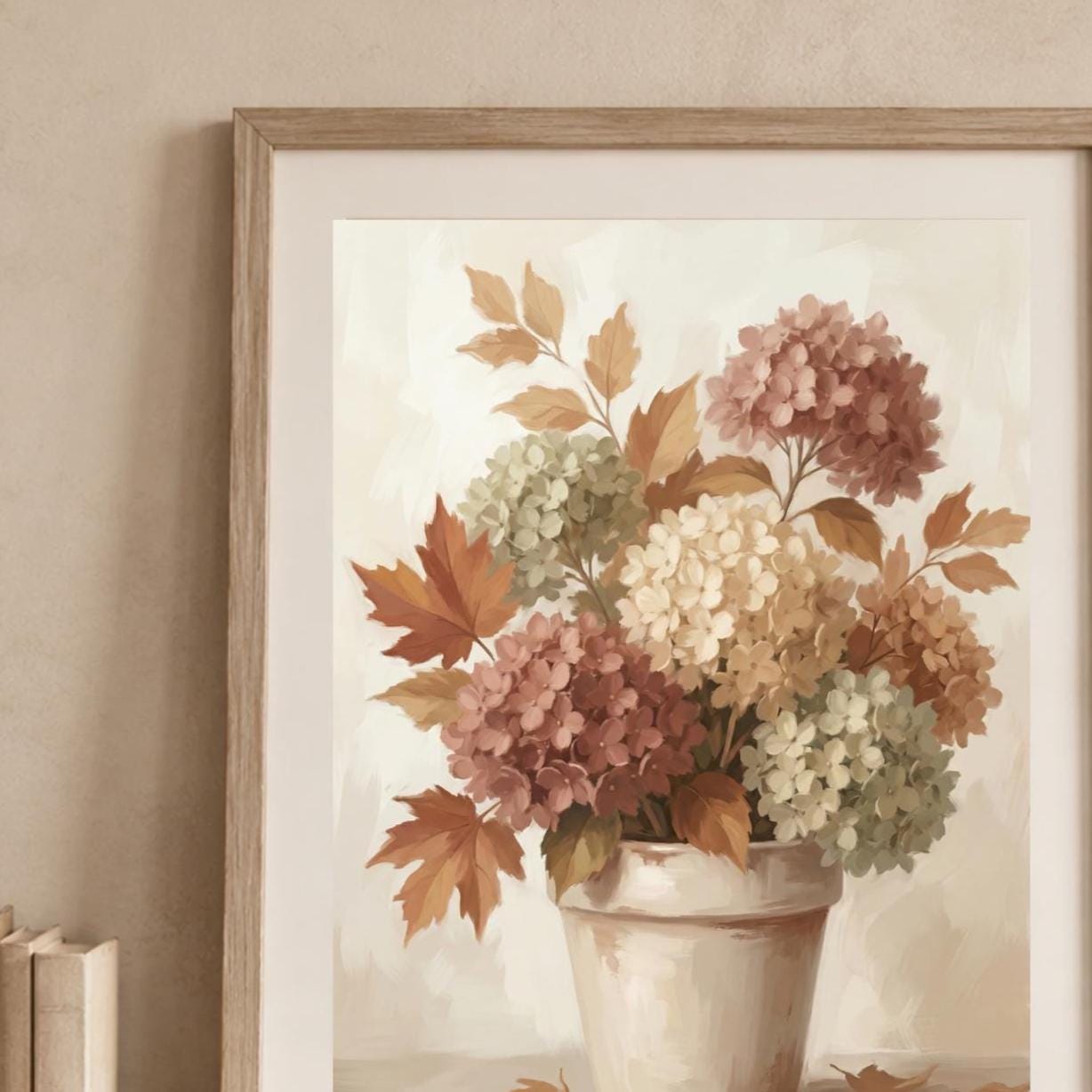Neutral Fall Hydrangea Vase Printable Wall Art, Rustic Autumn Botanical Home Decor Digital Download — image 2