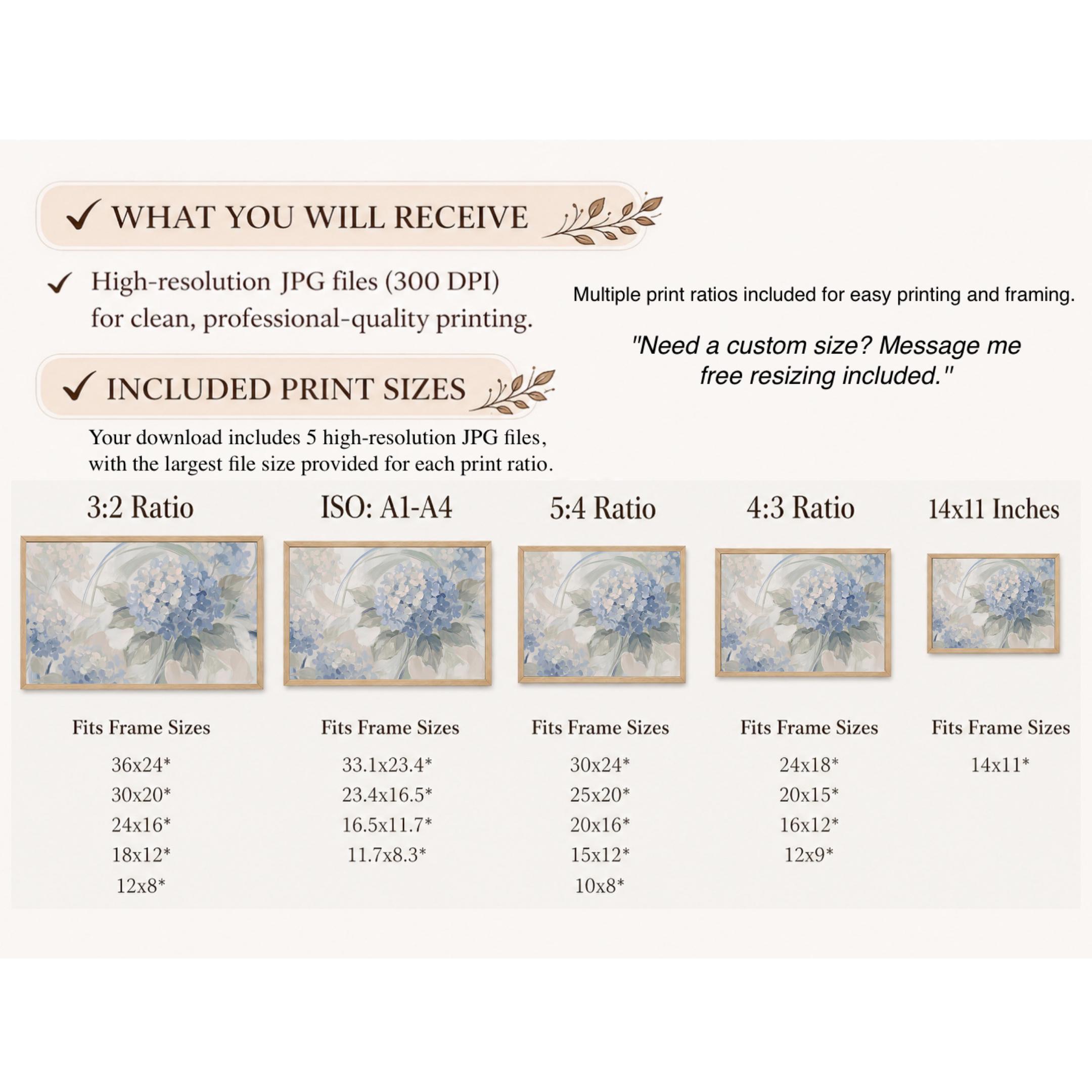Blue Hydrangea Floral Painting Bathroom Print | French Country Vase Wall Art (Digital Download) — image 8