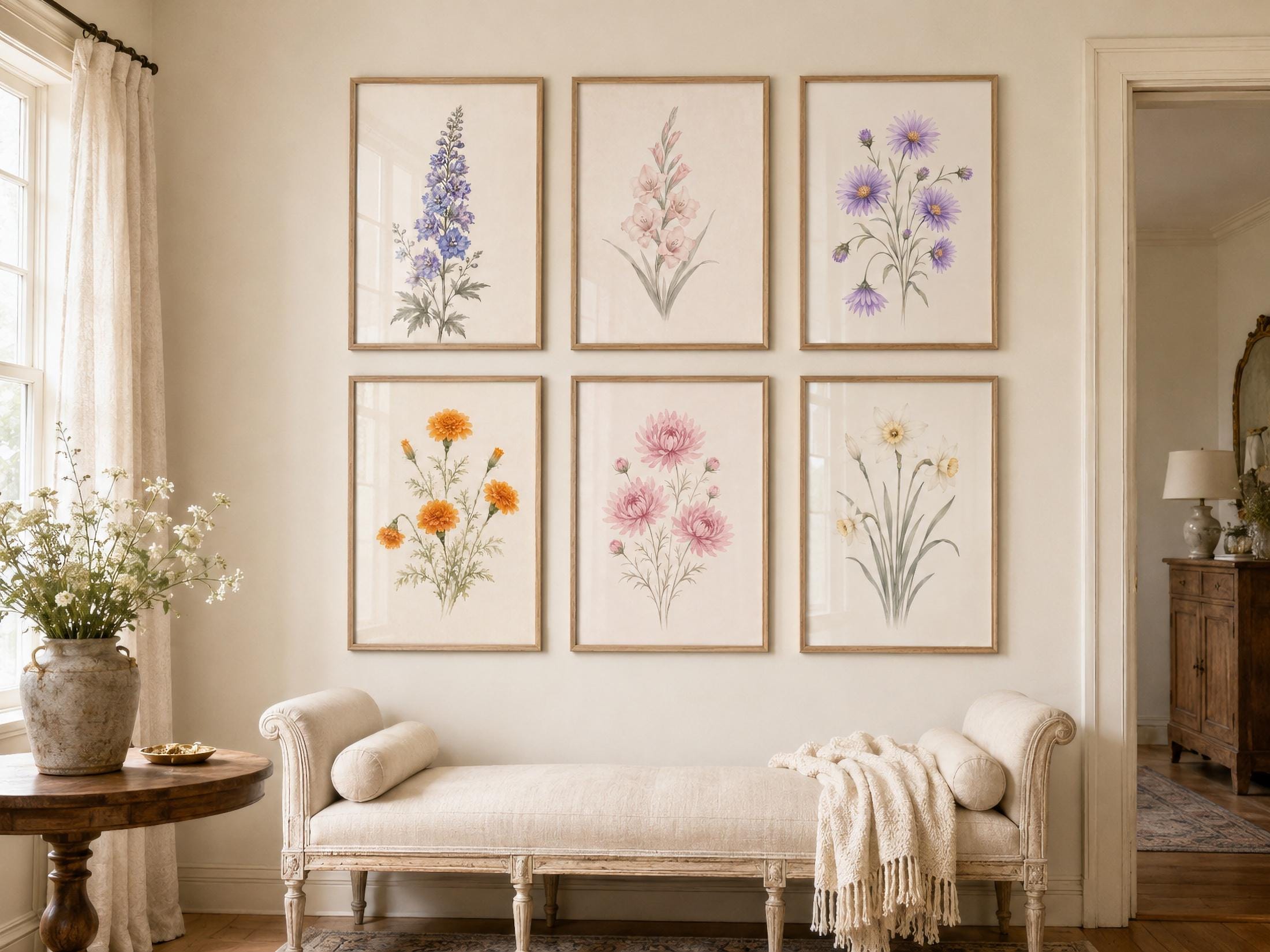 Birth Month Flower Set of 12 Prints | Minimal Botanical Printable Wall Art Digital Download — image 6