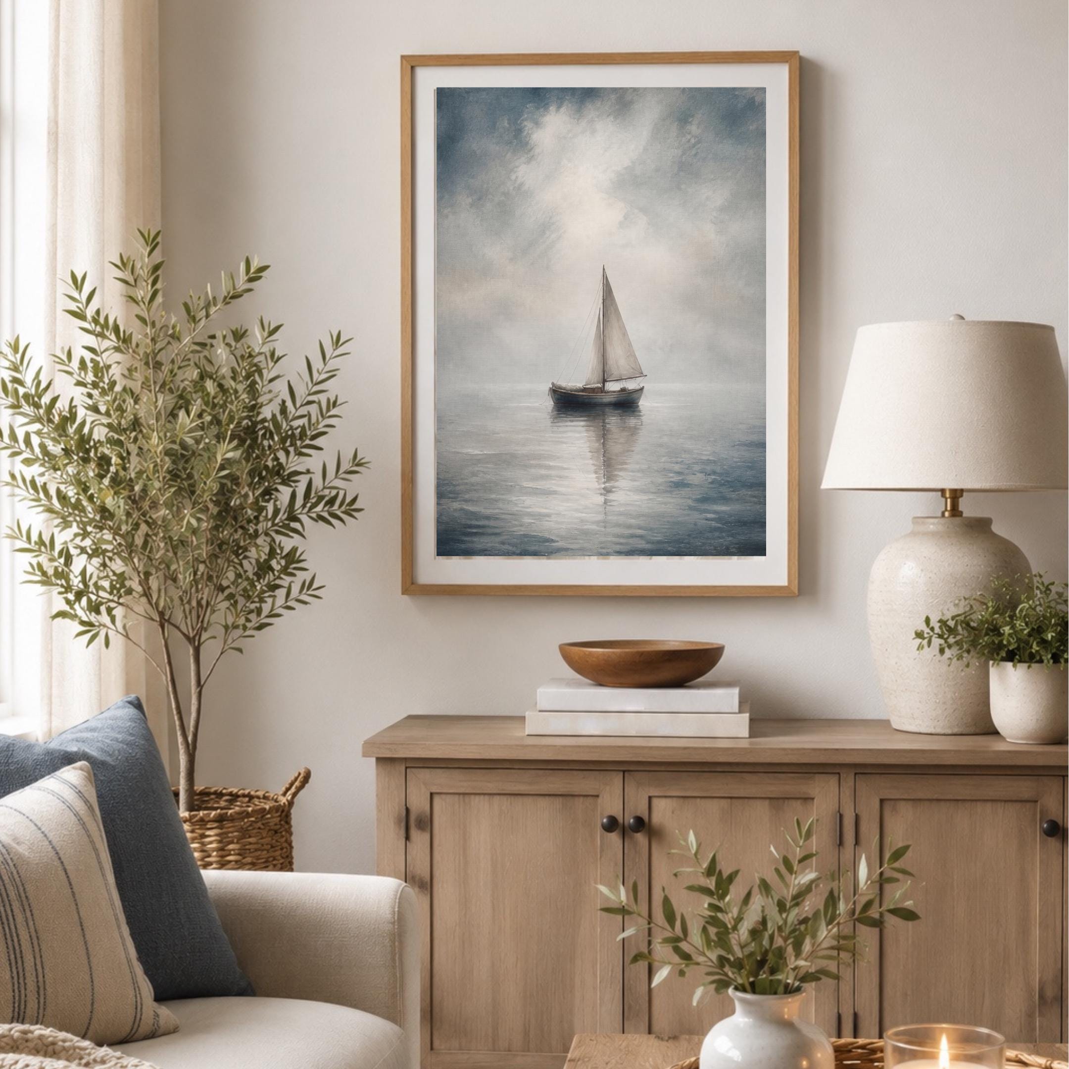 Sailboat Wall Art | Coastal Ocean Print | Nautical Printable Digital Download — image 3