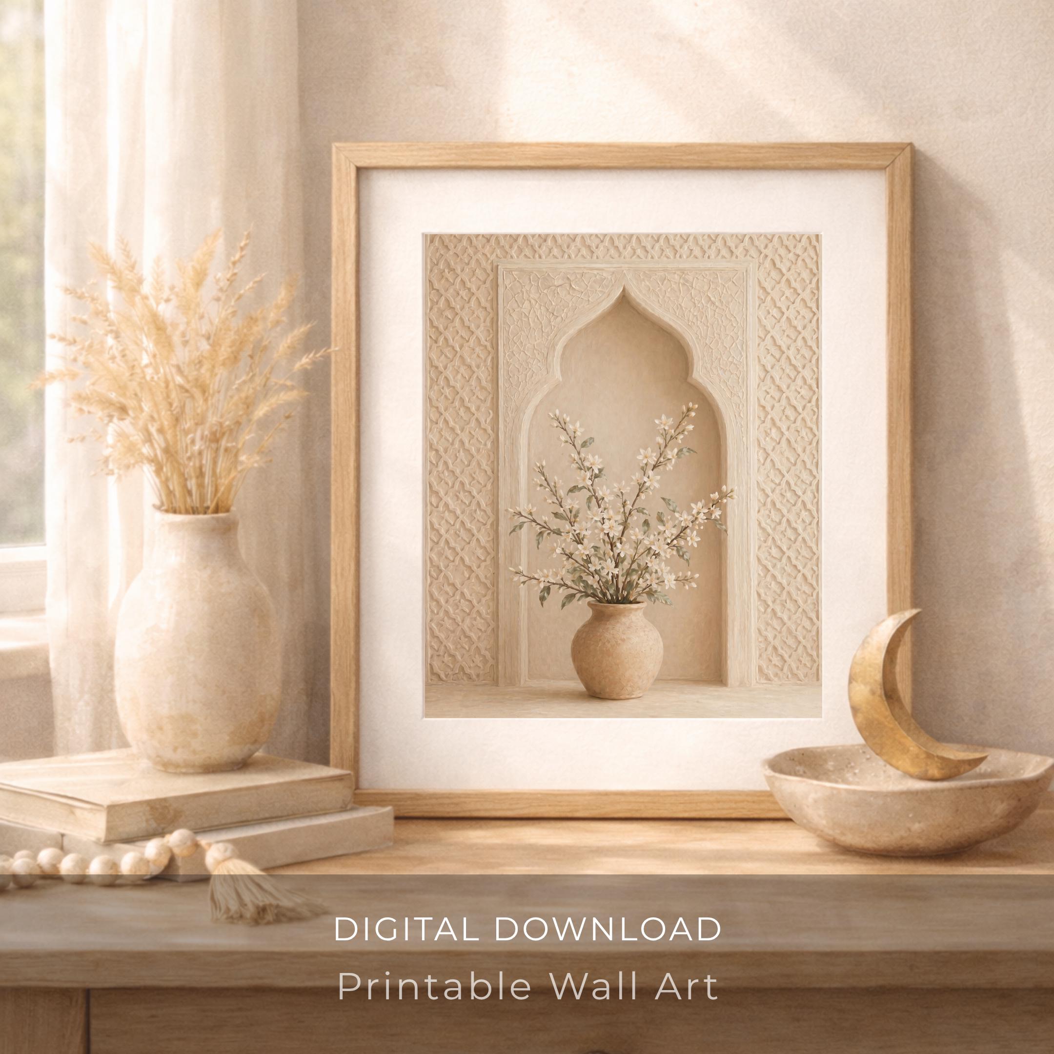 Islamic Arch Floral Printable Wall Art, Neutral Blossom Vase For Entryway Decor (Digital Download) — image 5
