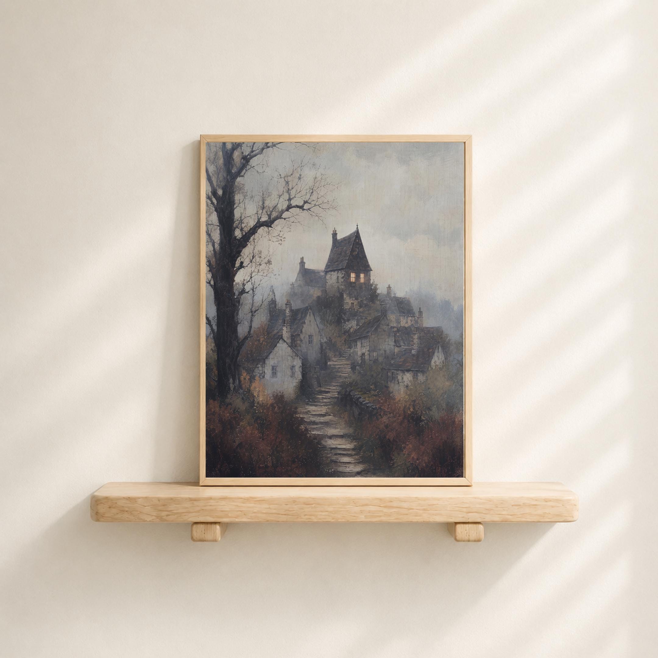 Moody Vintage Village Printable Wall Art, Gothic English Cottage Digital Download — image 7