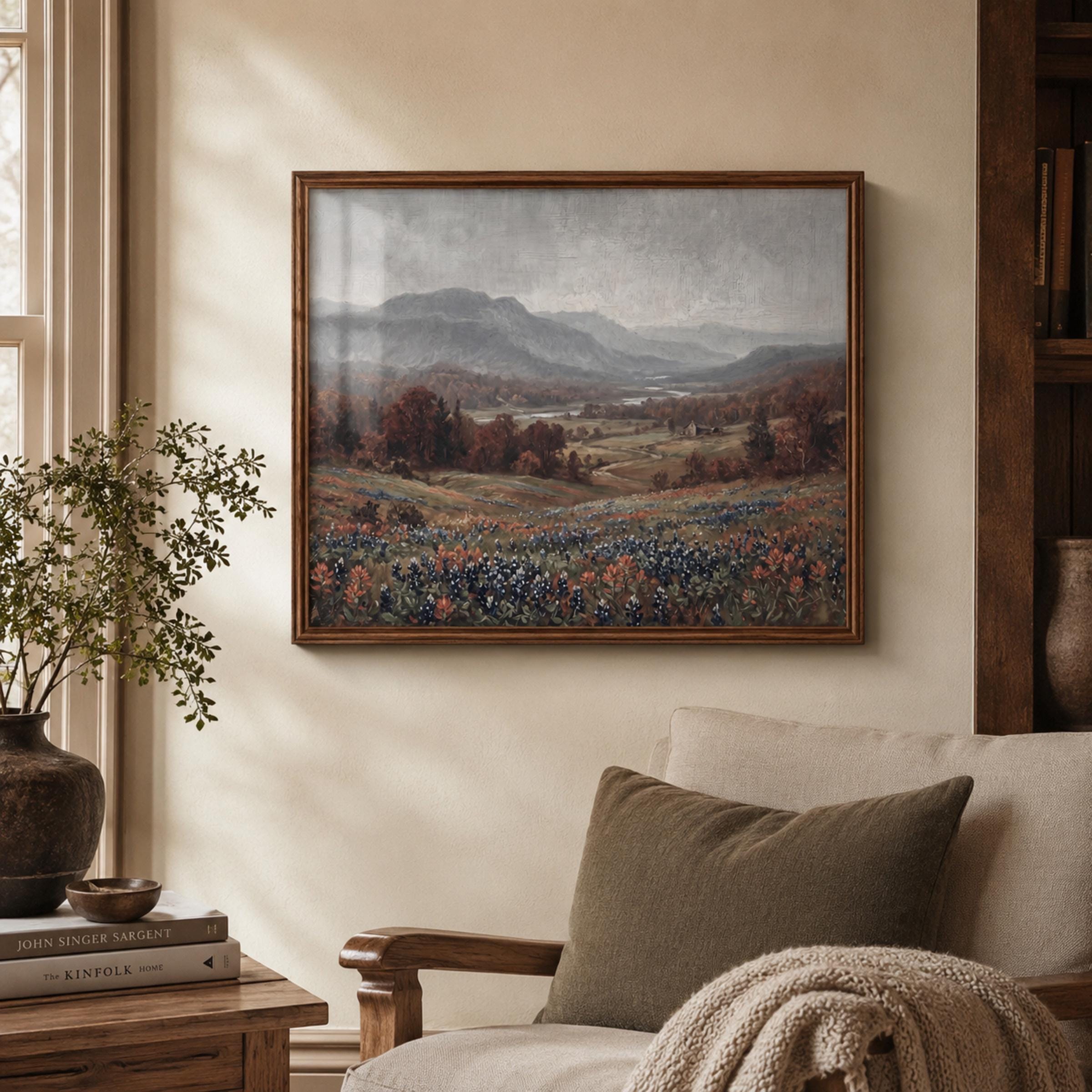 Mountain Meadow Wall Art | Vintage Wildflower Landscape Print | Fall Nature Printable Digital Download — image 3