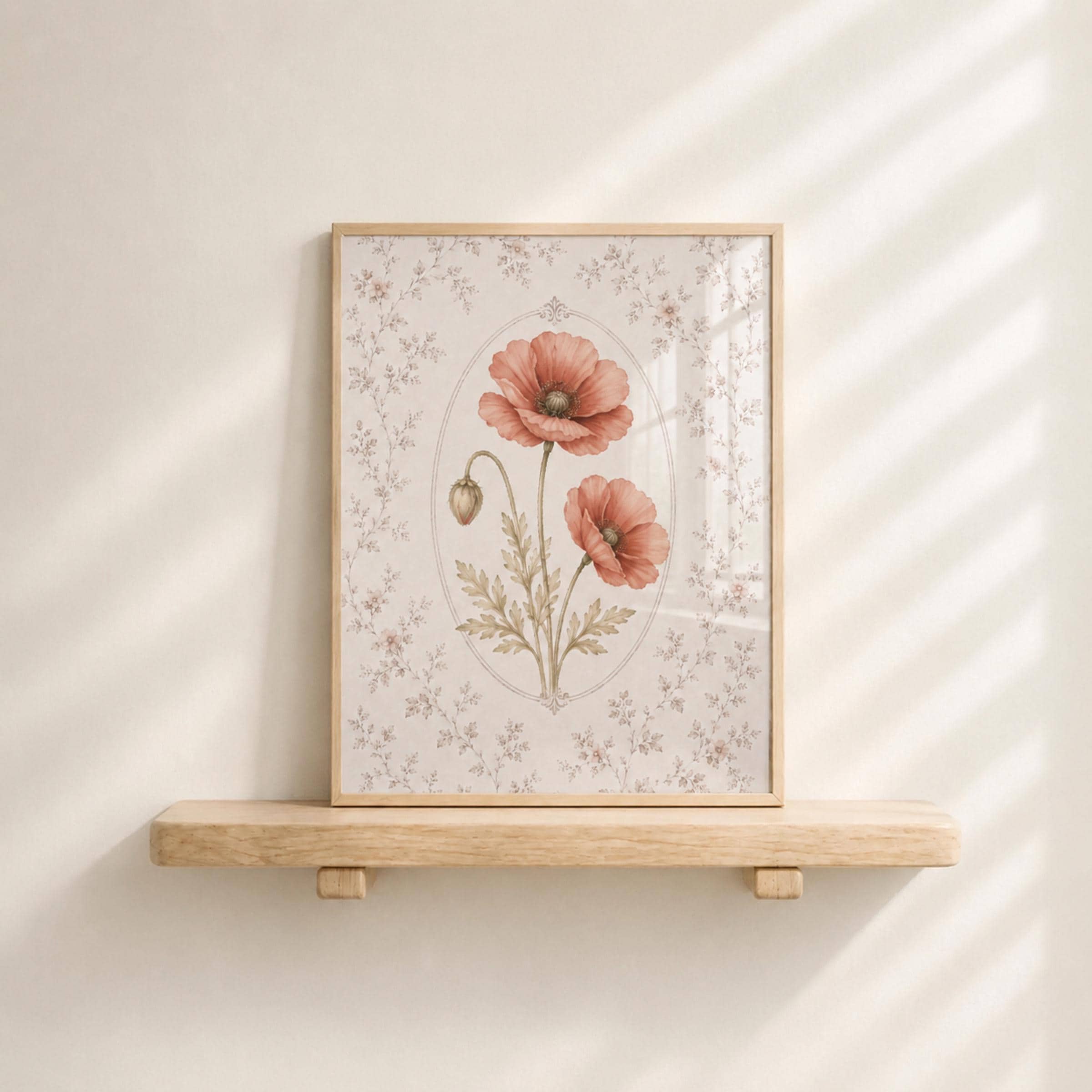 August Birth Month Flower Print | Poppy Printable Wall Art | Vintage Botanical Gift Digital Download — image 2