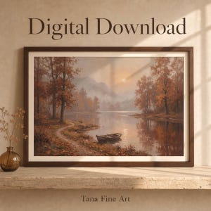 Moody Fall Landscape Wall Art, Autumn Landscape Print, Rustic Cabin Decor  (Digital Download)