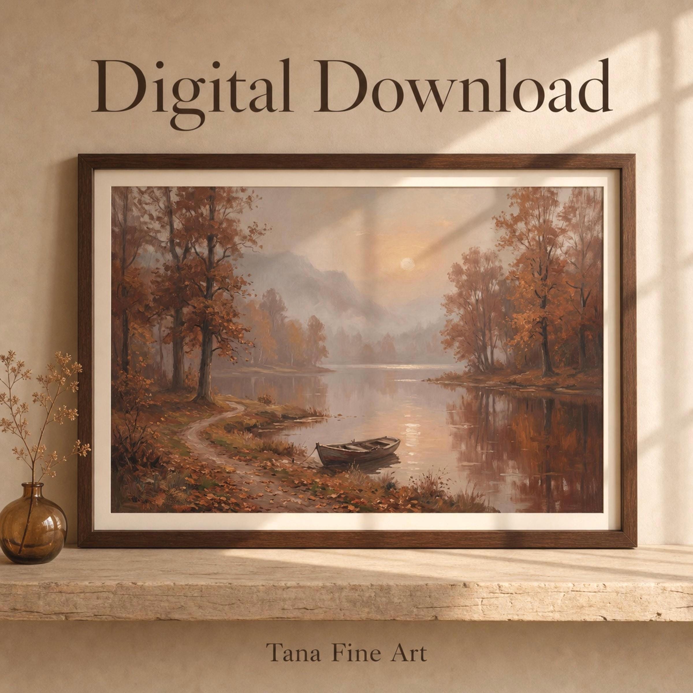 Moody Fall Landscape Wall Art, Autumn Landscape Print, Rustic Cabin Decor (Digital Download)