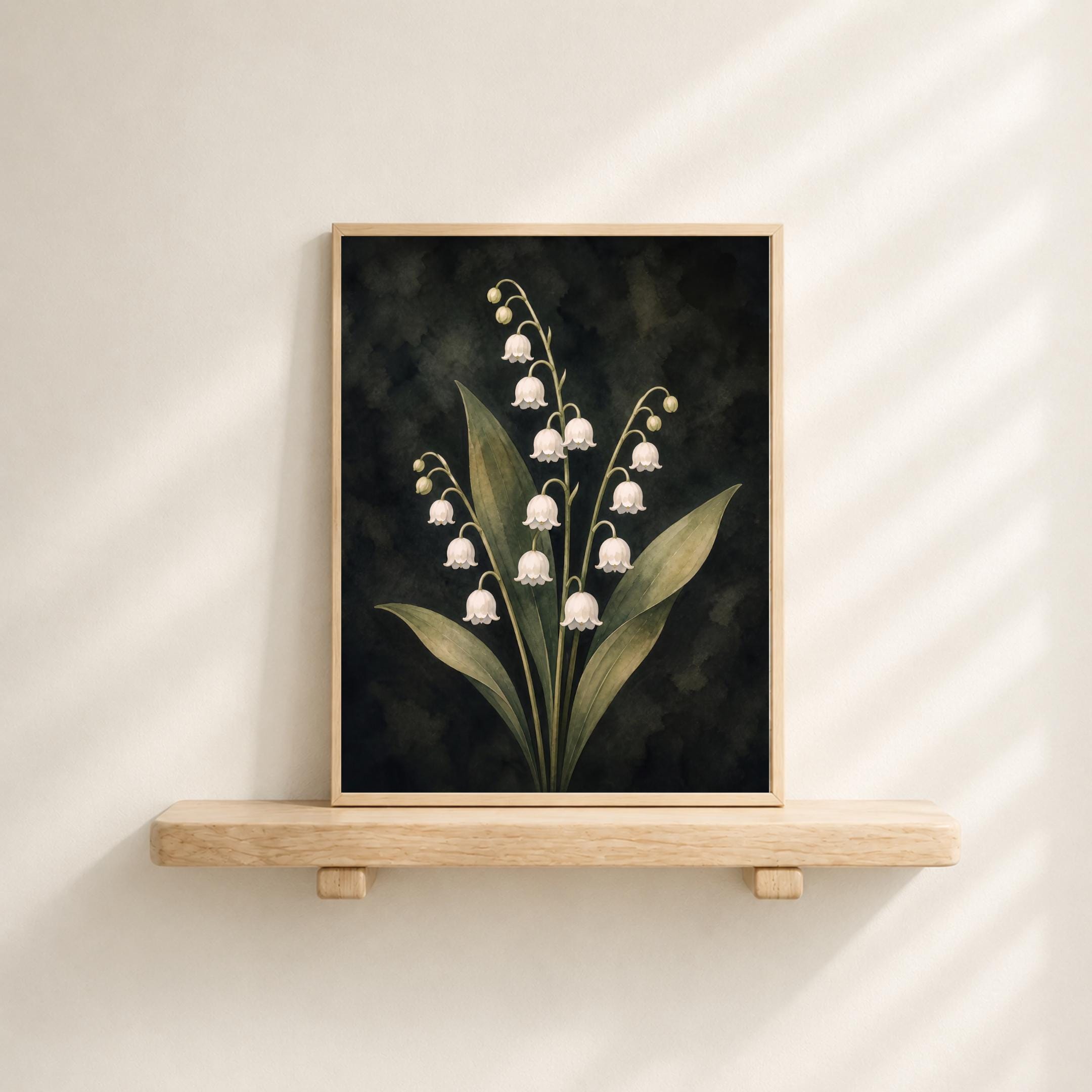 Dark May Birth Flower Prints | Lily of the Valley Wall Art | Dark Botanical Digital Download — image 7