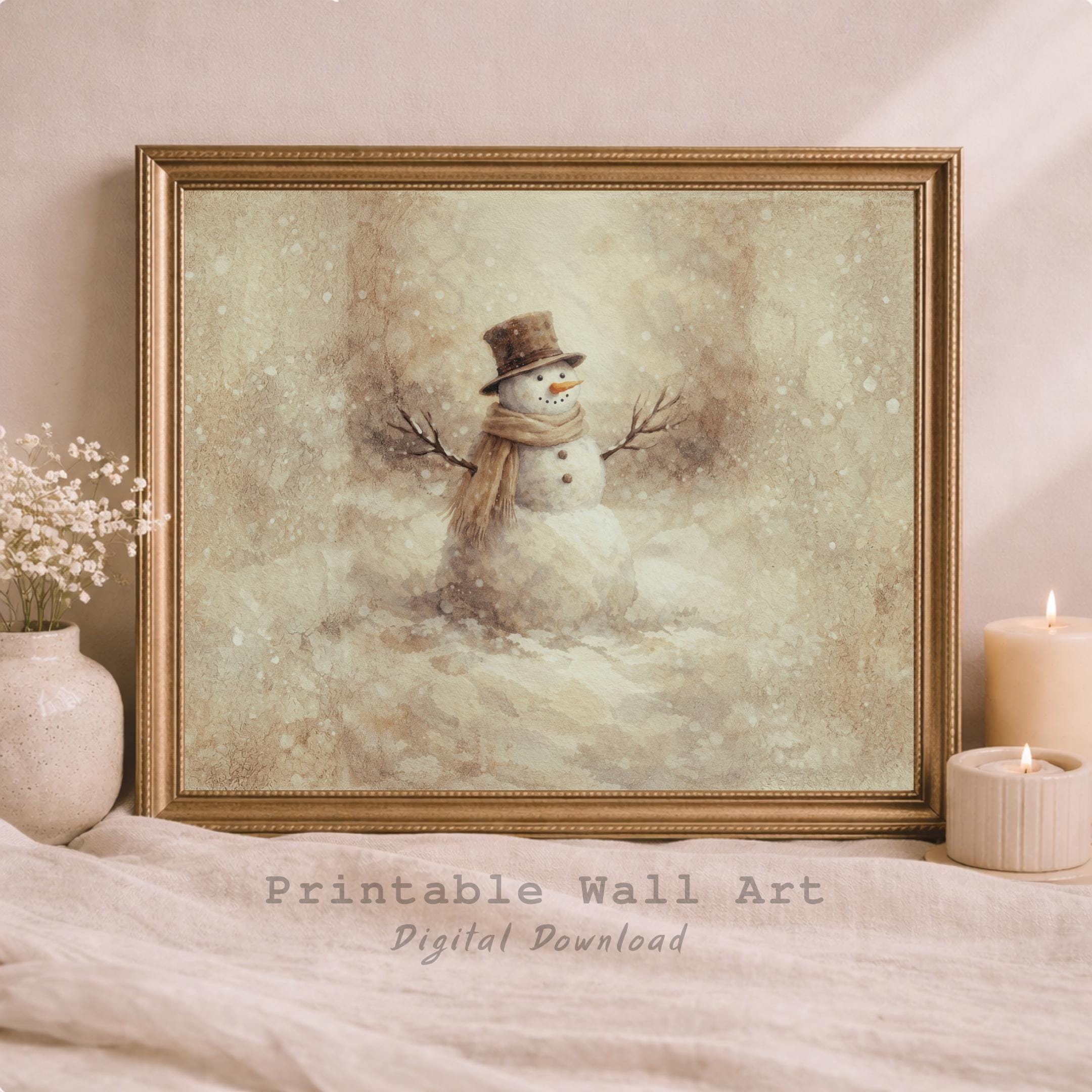 Snowman in a Soft Winter Clearing