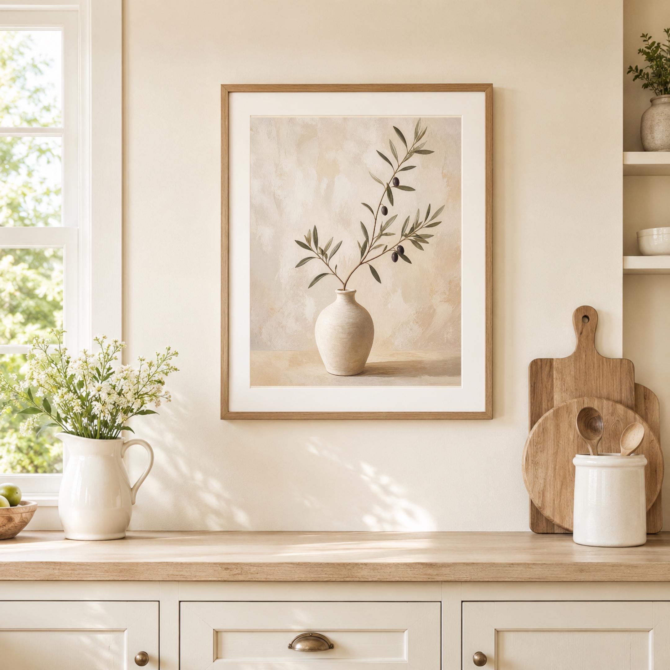 Olive Branch Printable Wall Art, Neutral Mediterranean Botanical Vase Digital Download — image 7