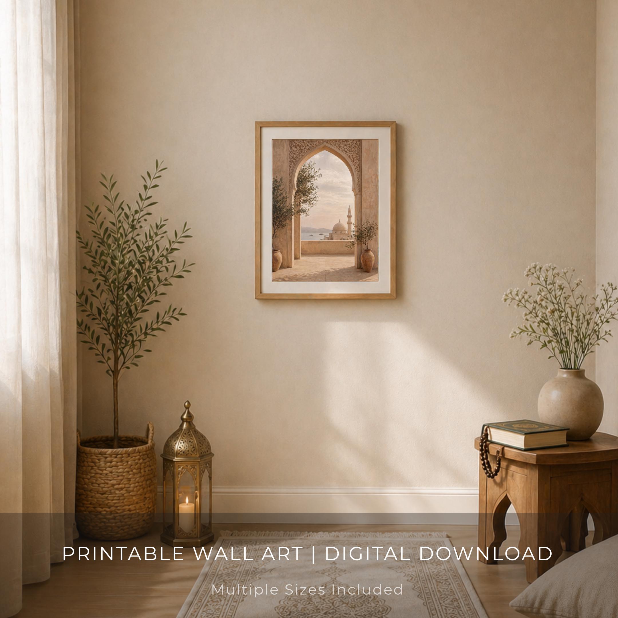 Islamic Mosque Wall Art Printable | Neutral Arch View Print | Muslim Wall Decor Digital Download — image 4