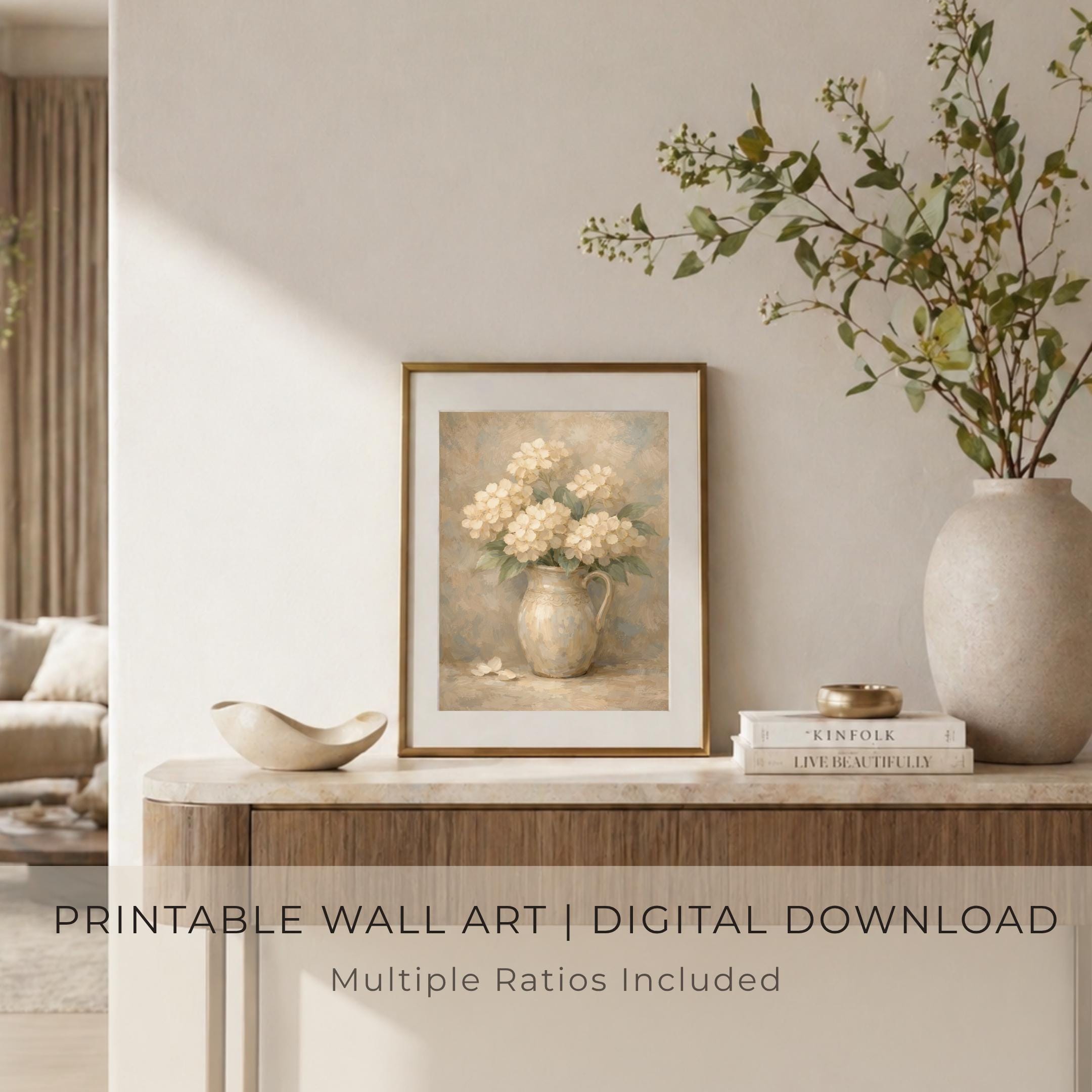 Vintage Hydrangea Wall Art Printable |  Flower in Jug | Farmhouse Floral Decor (Digital Download) — image 5