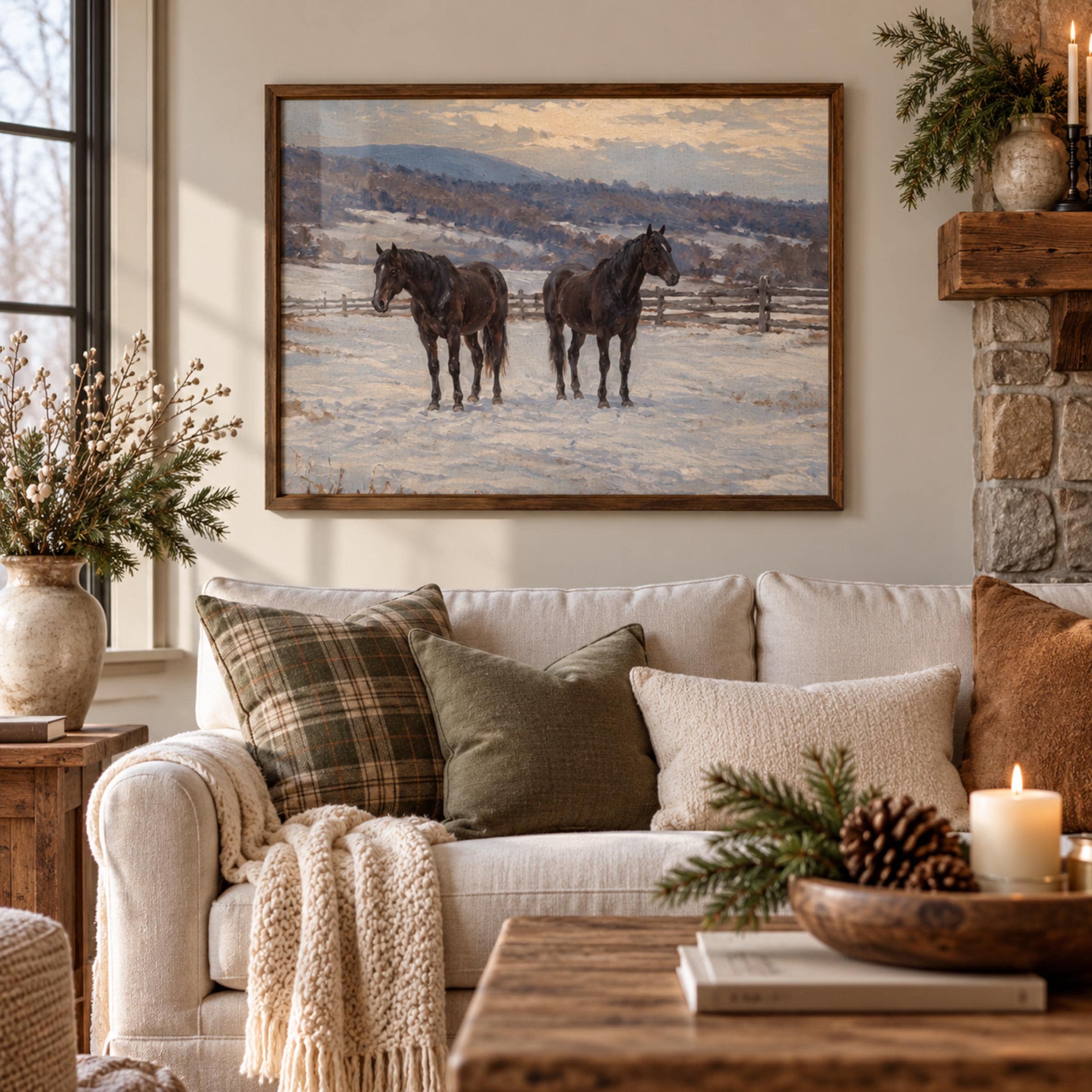 Two Dark Horses in the Snow — image 4