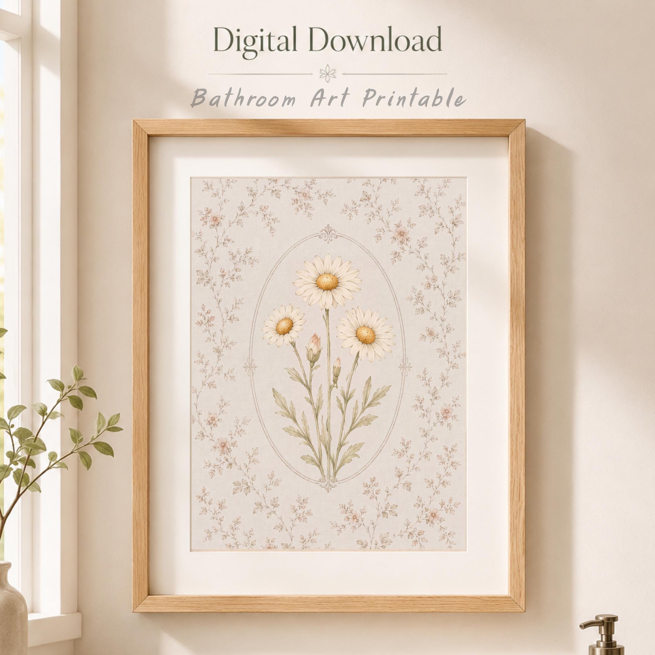 April Birth Month Flower Print | Daisy Wall Art | Vintage Botanical Gift Digital Download Decor — image 9