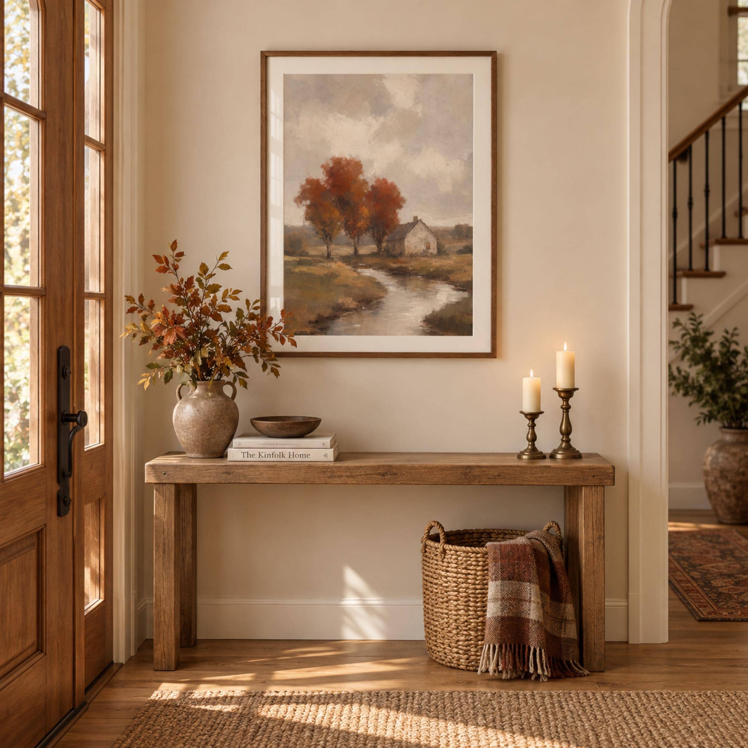 Fall Cottage Printable Wall Art, Autumn Creek Landscape Rustic Farmhouse Digital Download — image 3